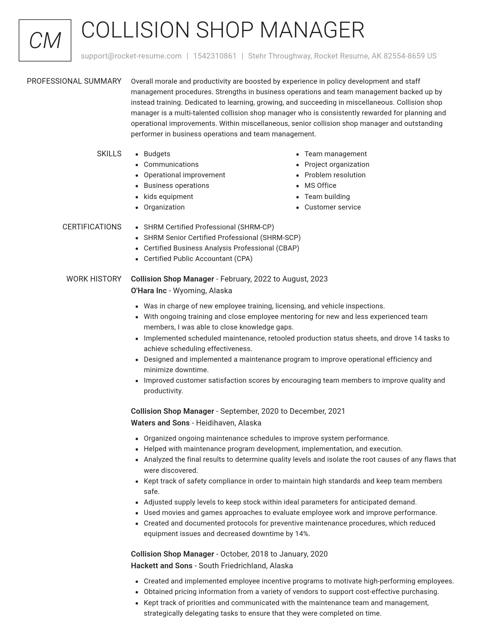 Renowned resume template