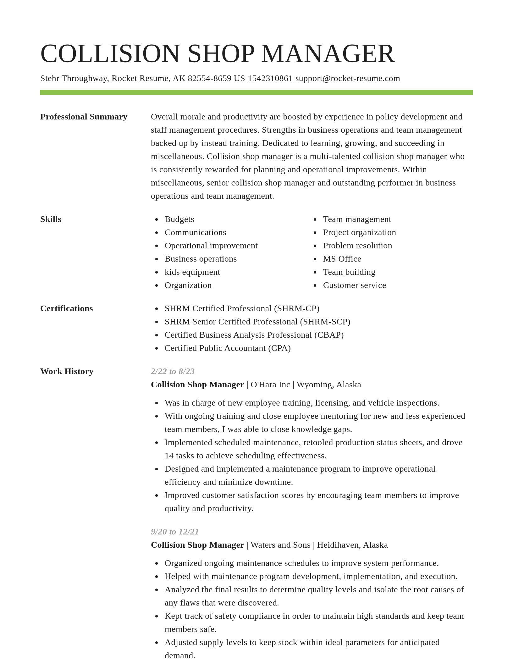 Smart resume template