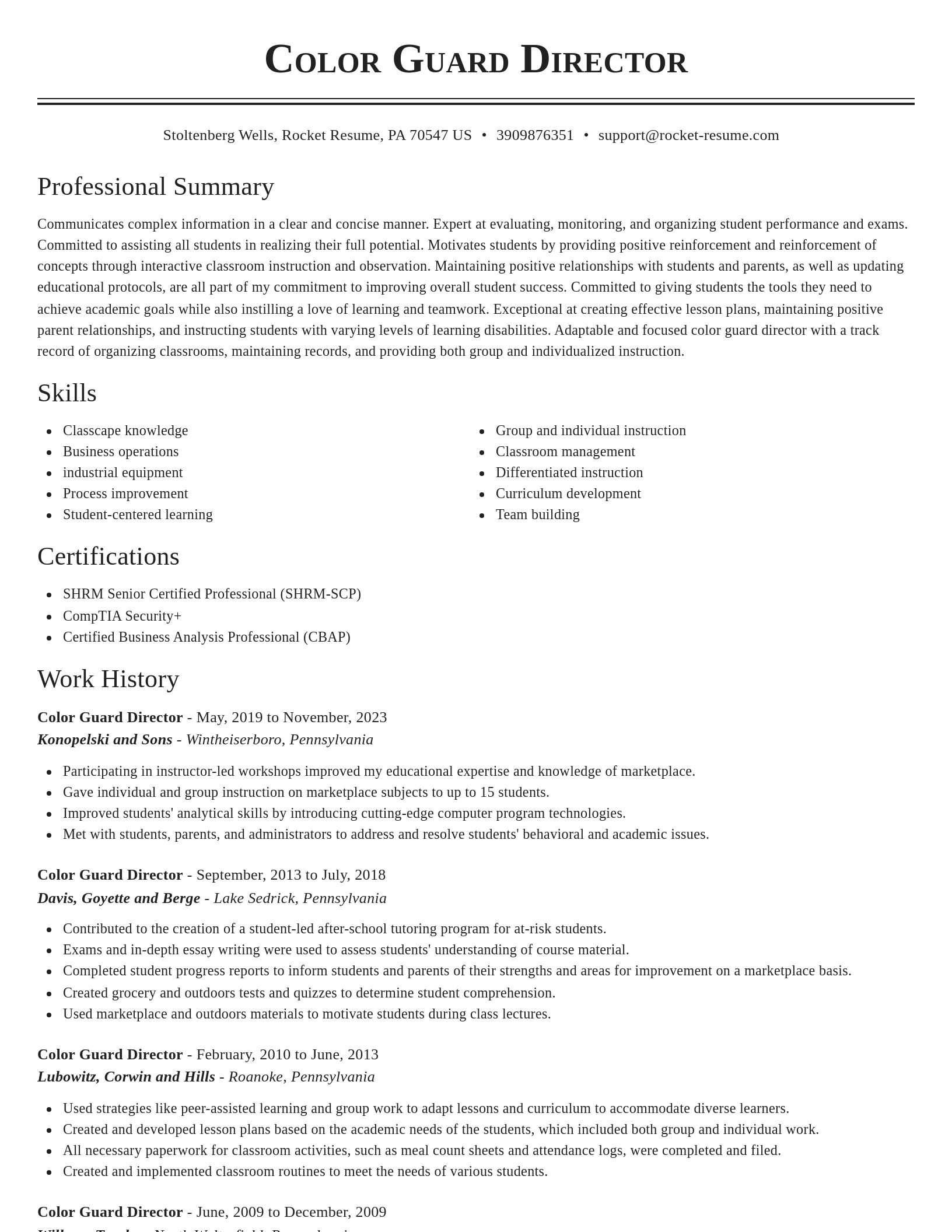 Classic resume template