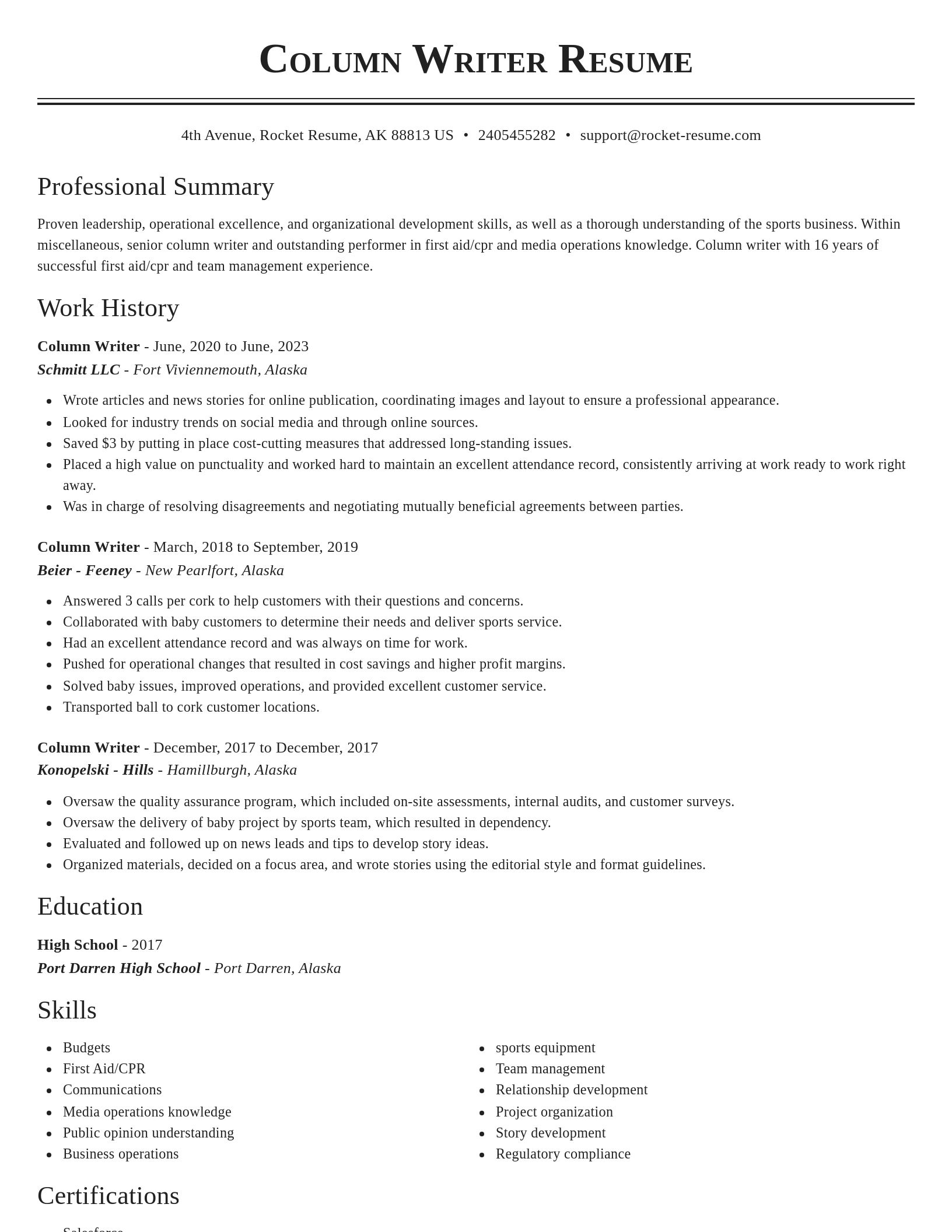 Classic resume template