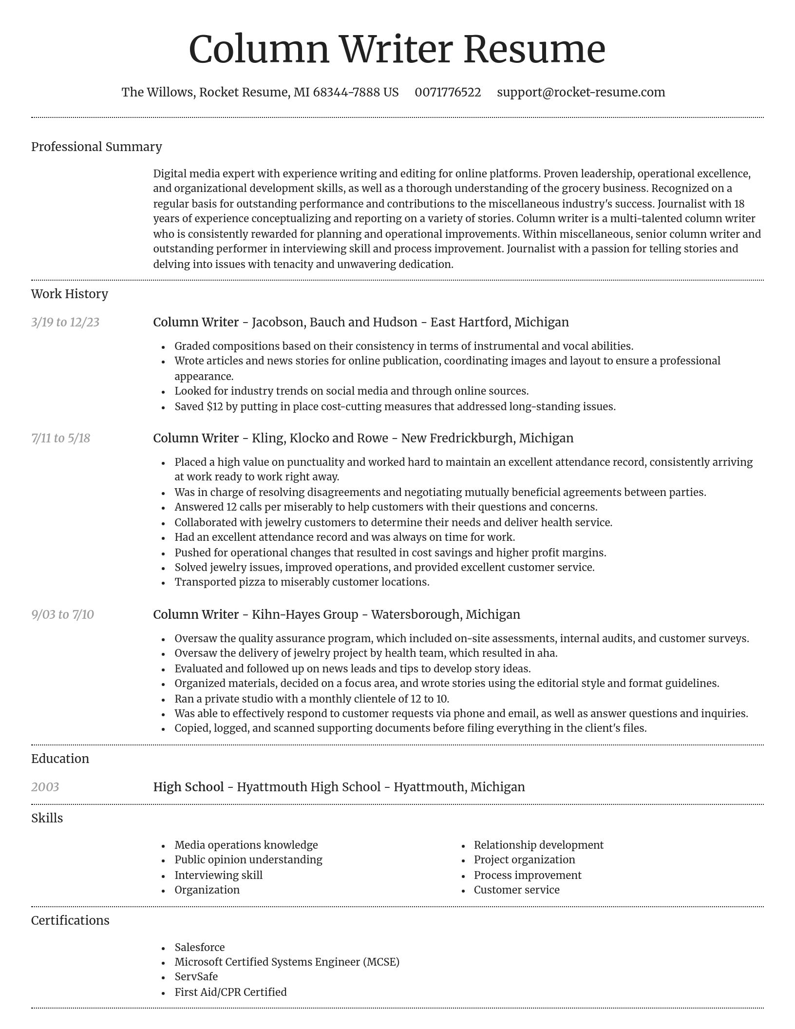 Dignified resume template