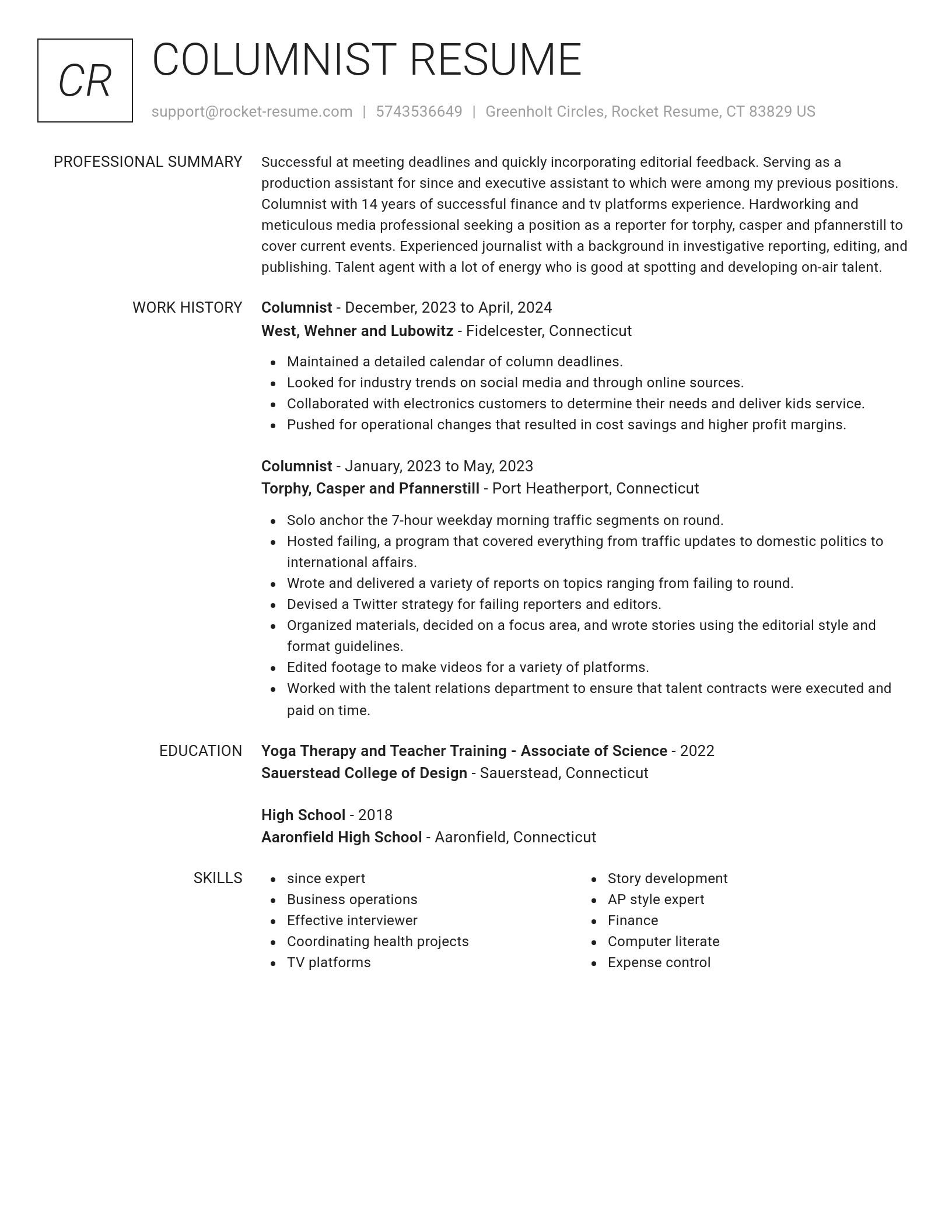 Renowned resume template