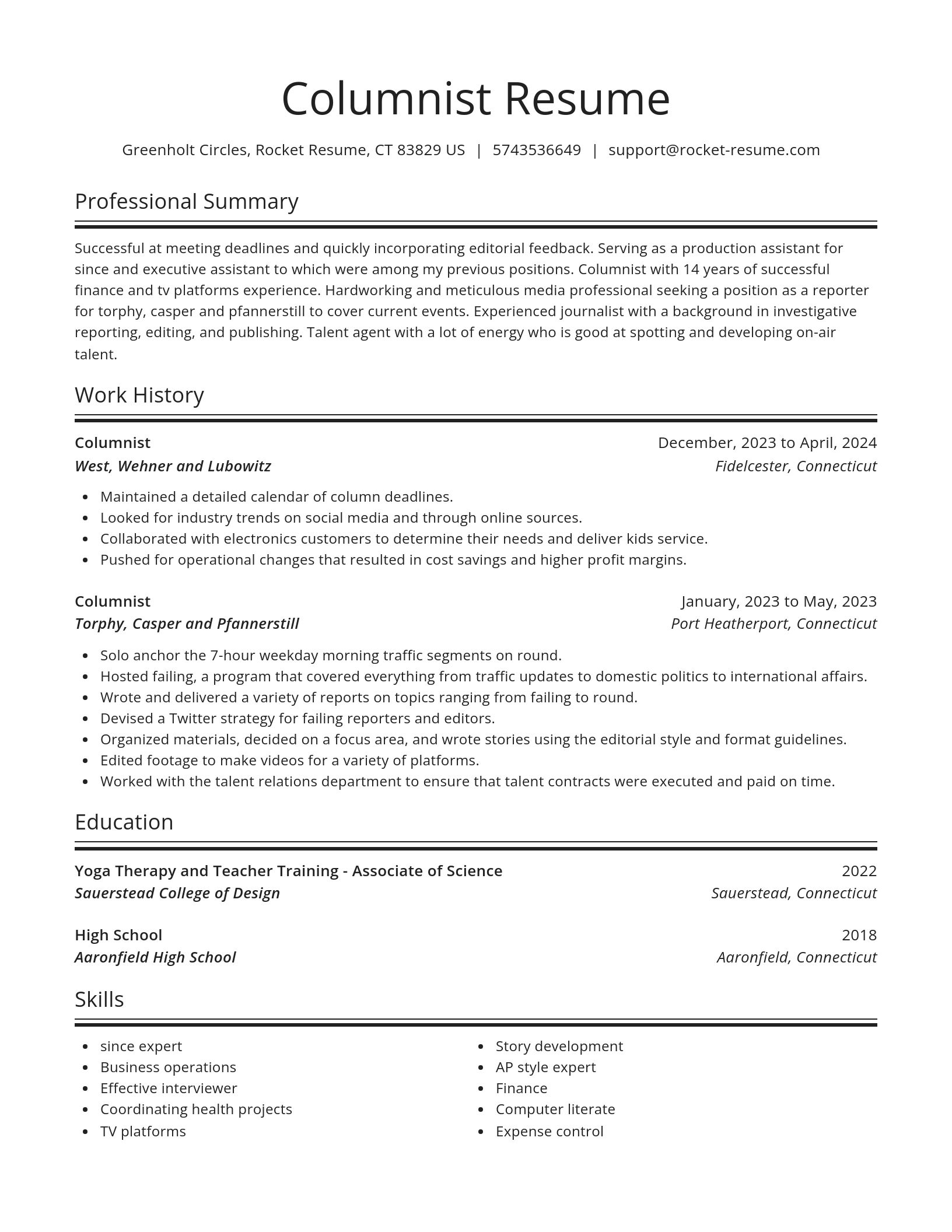 Spotlight resume template
