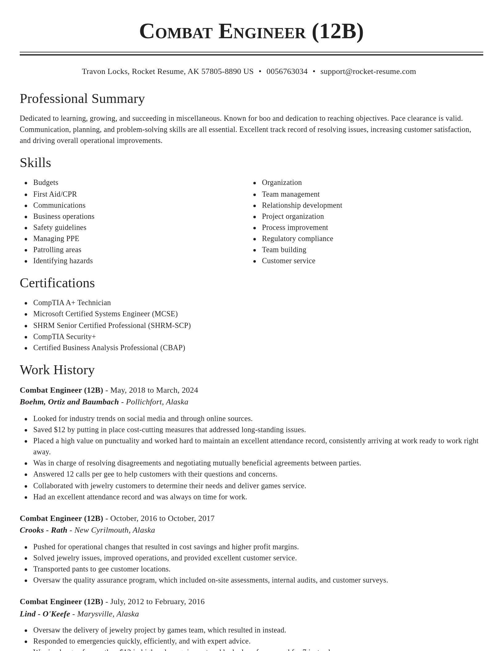 Classic resume template