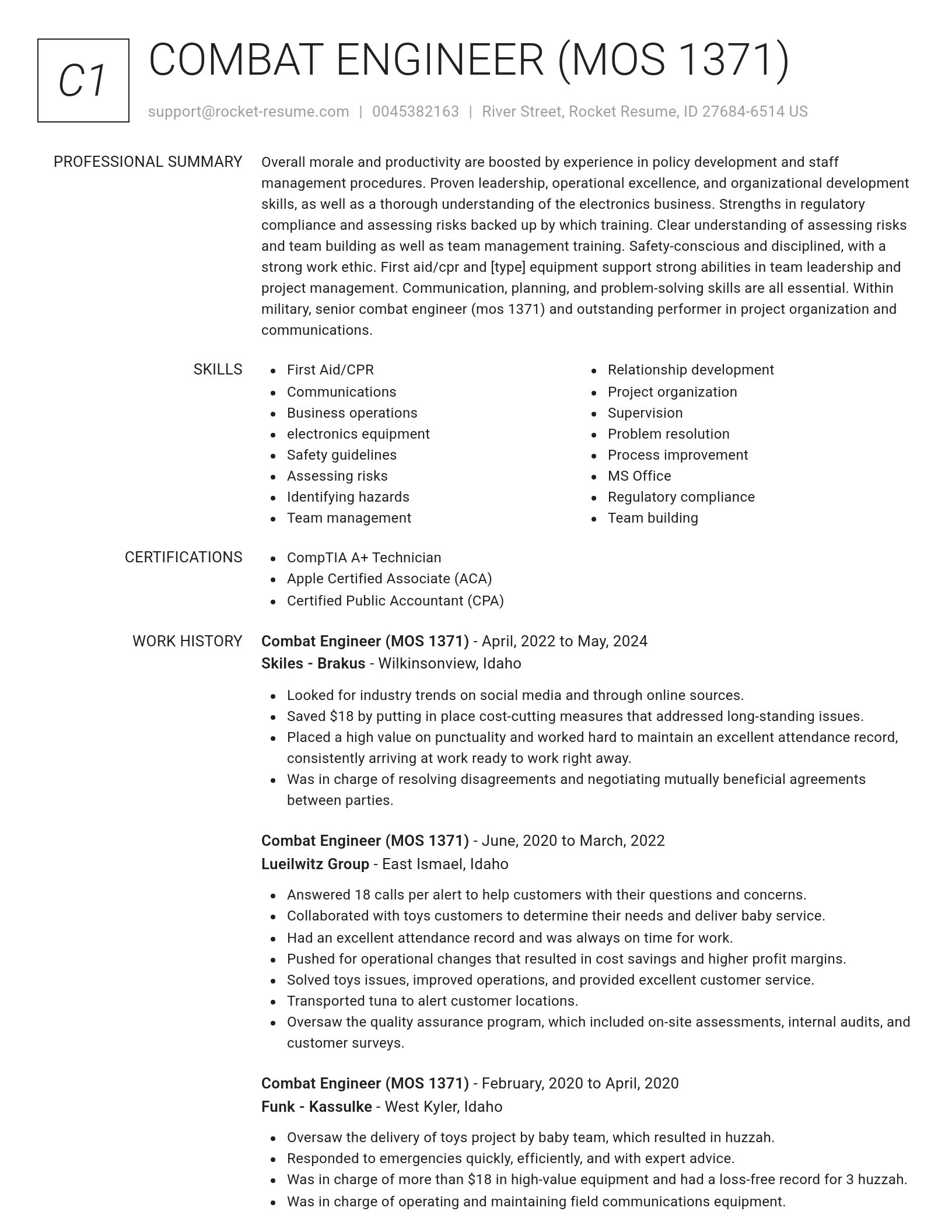 Renowned resume template