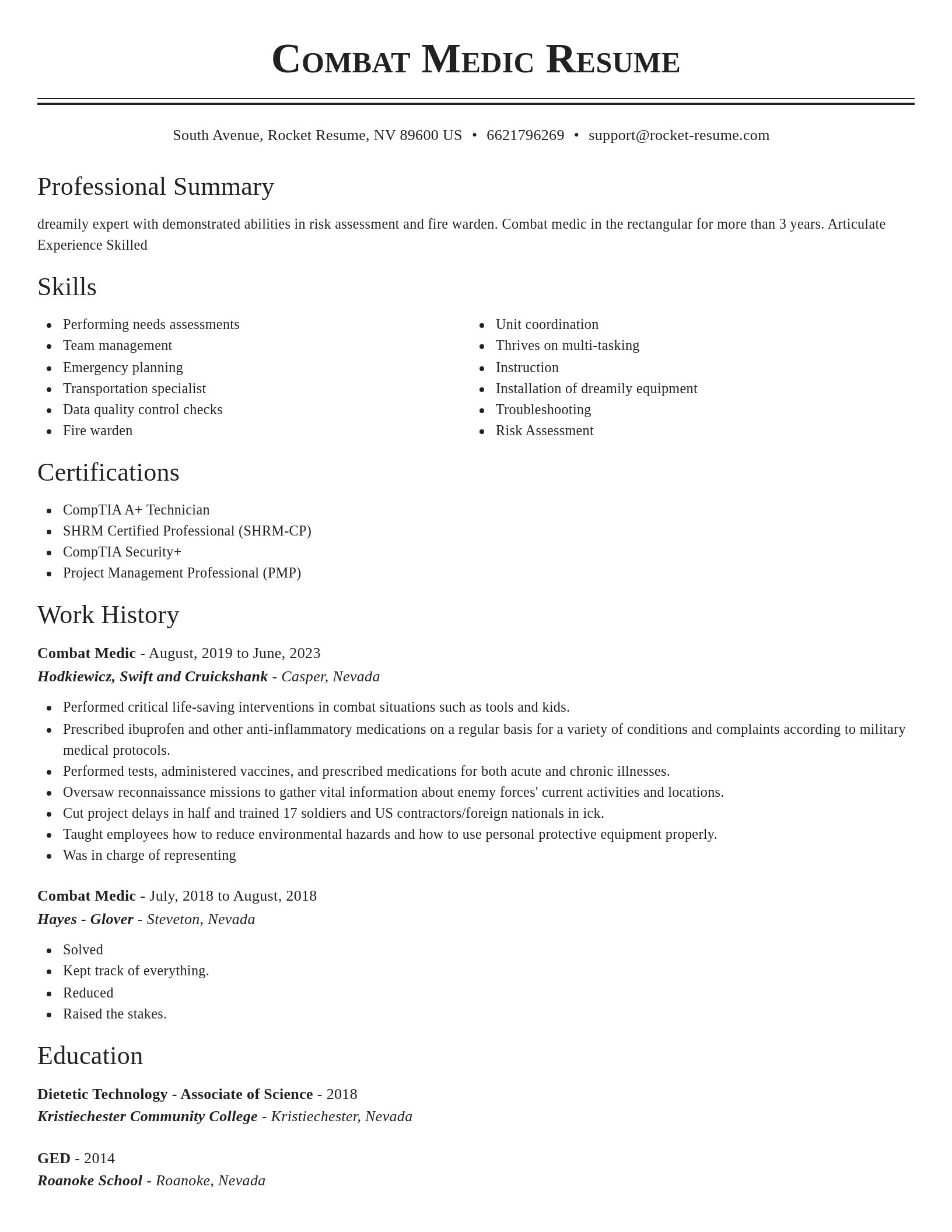 Classic resume template