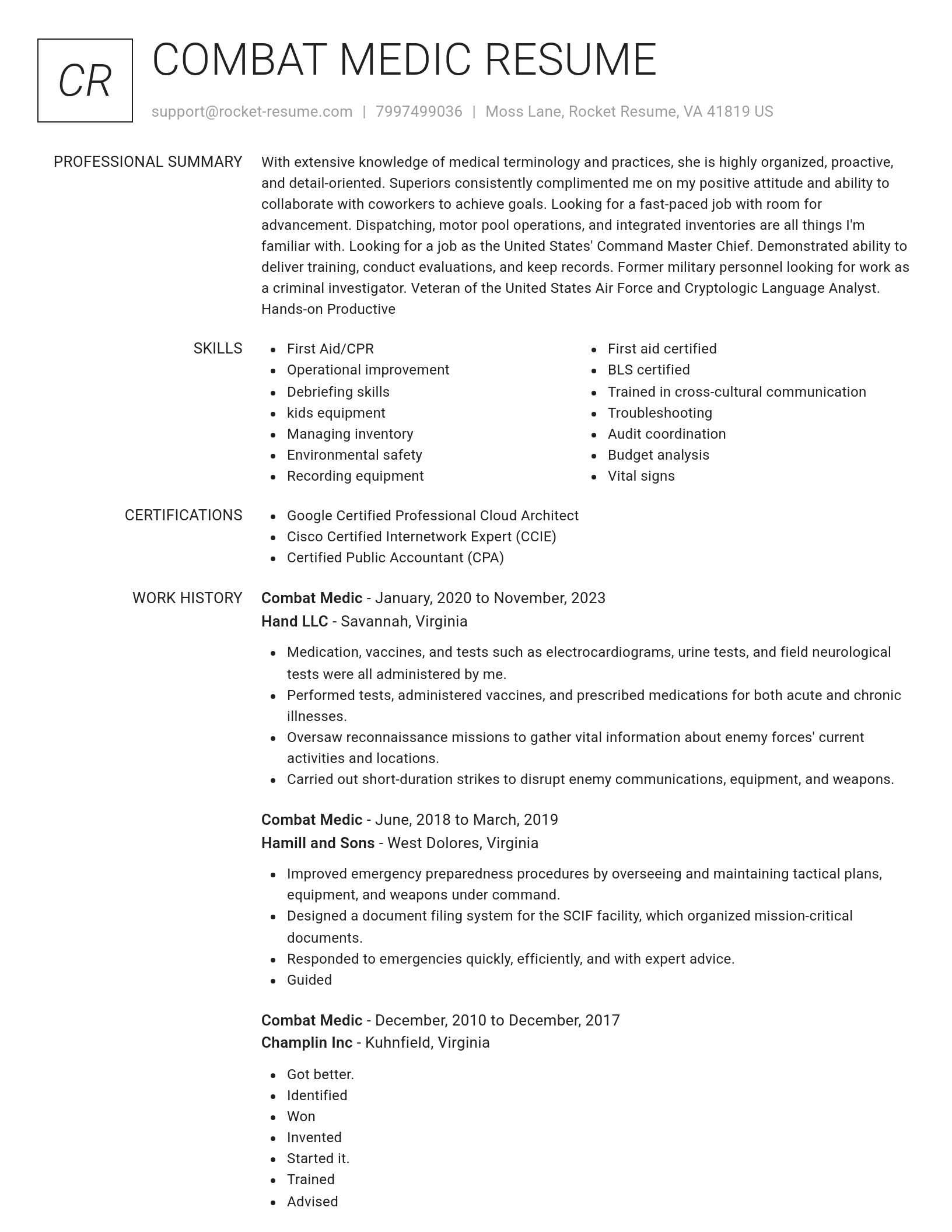 Renowned resume template