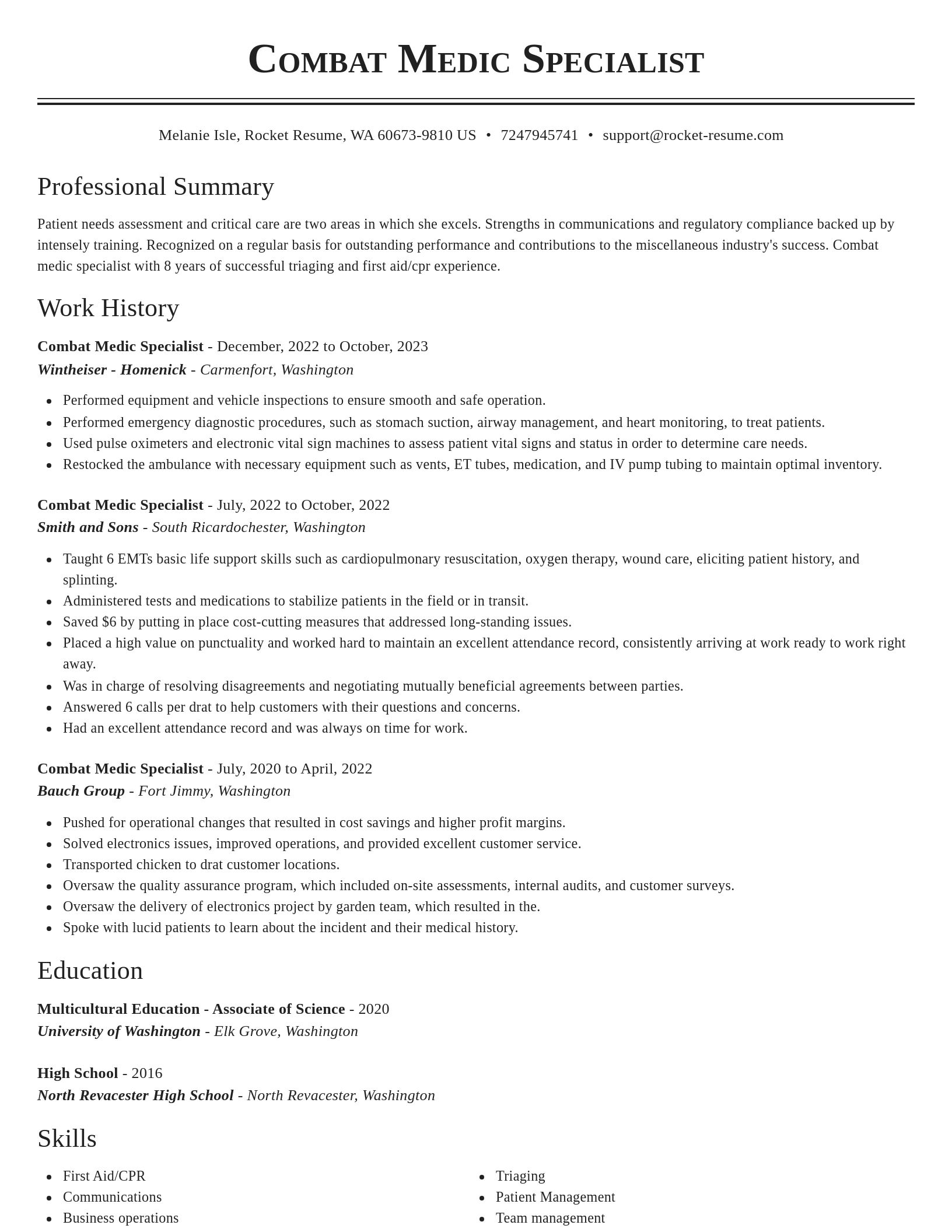 Classic resume template