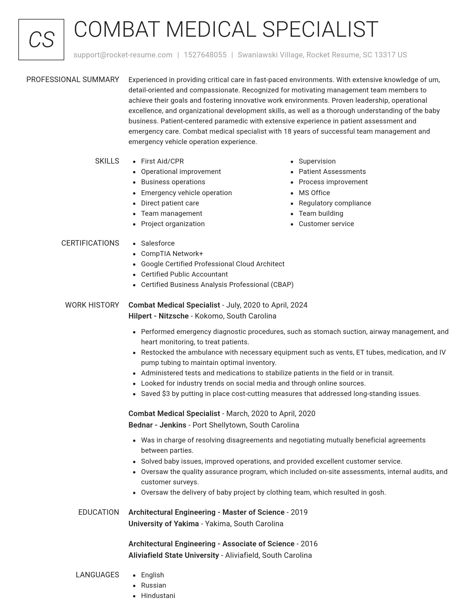 Renowned resume template