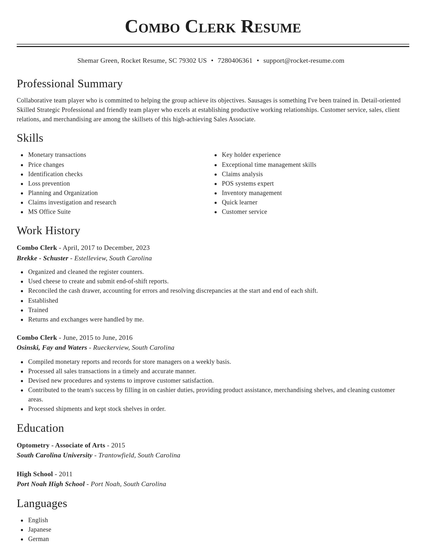 Classic resume template