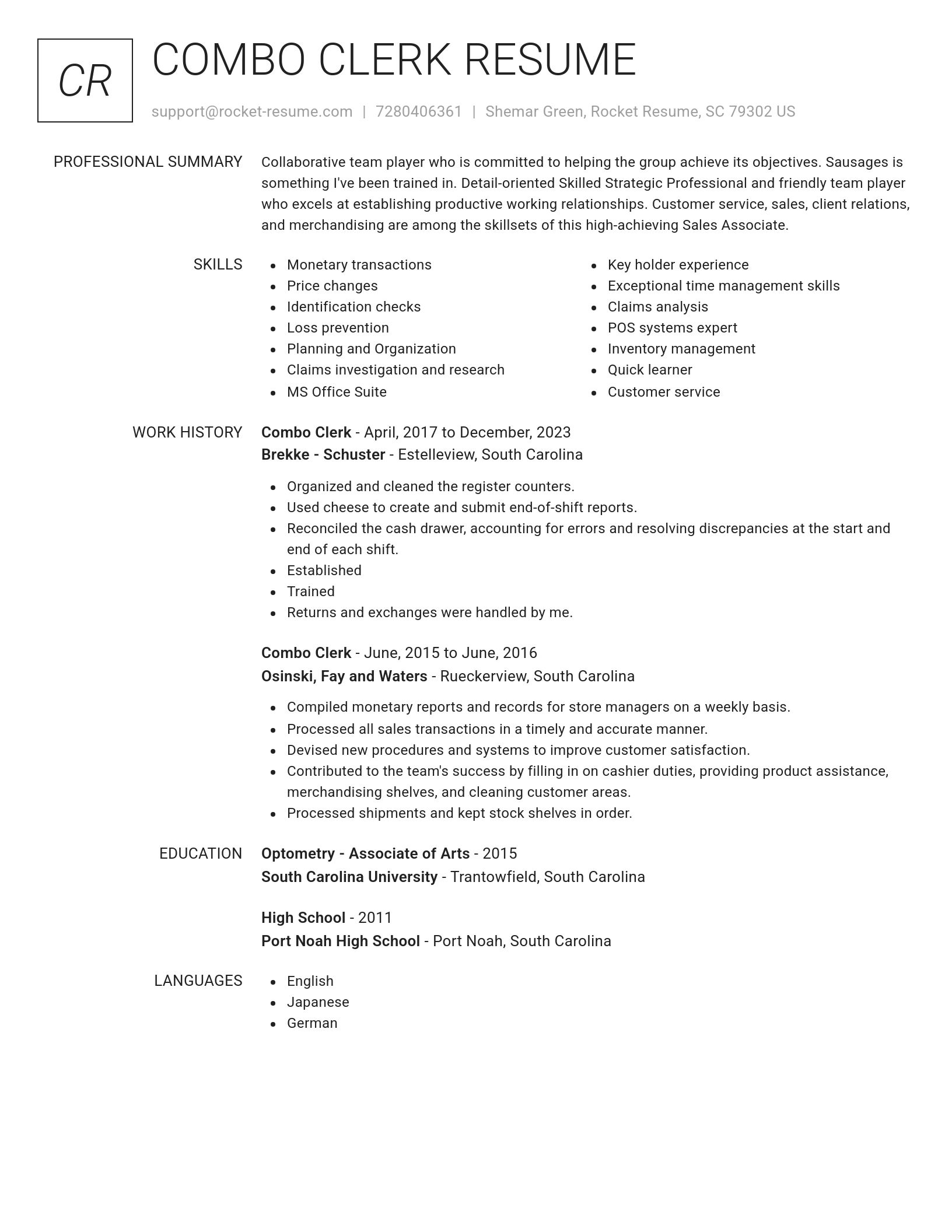 Renowned resume template