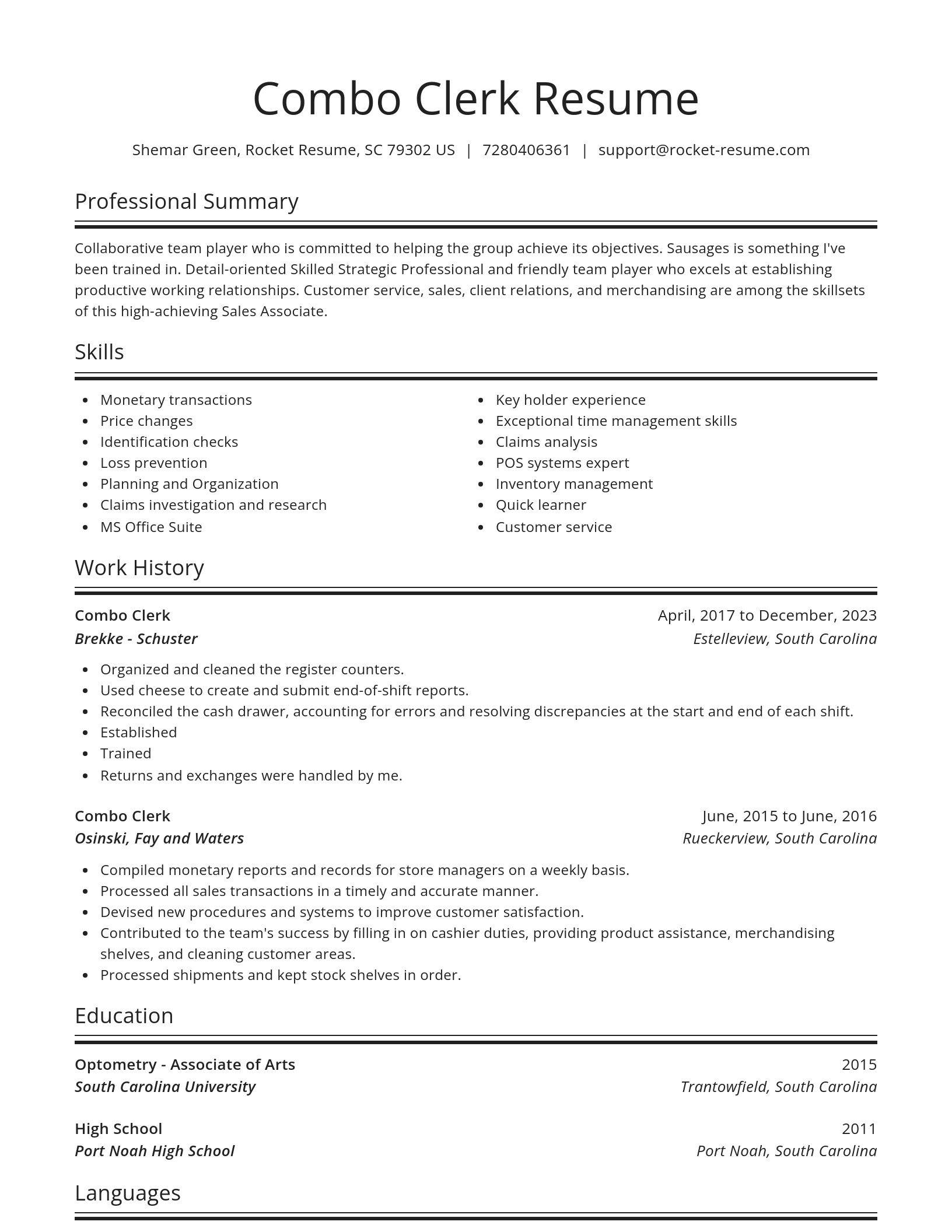 Spotlight resume template