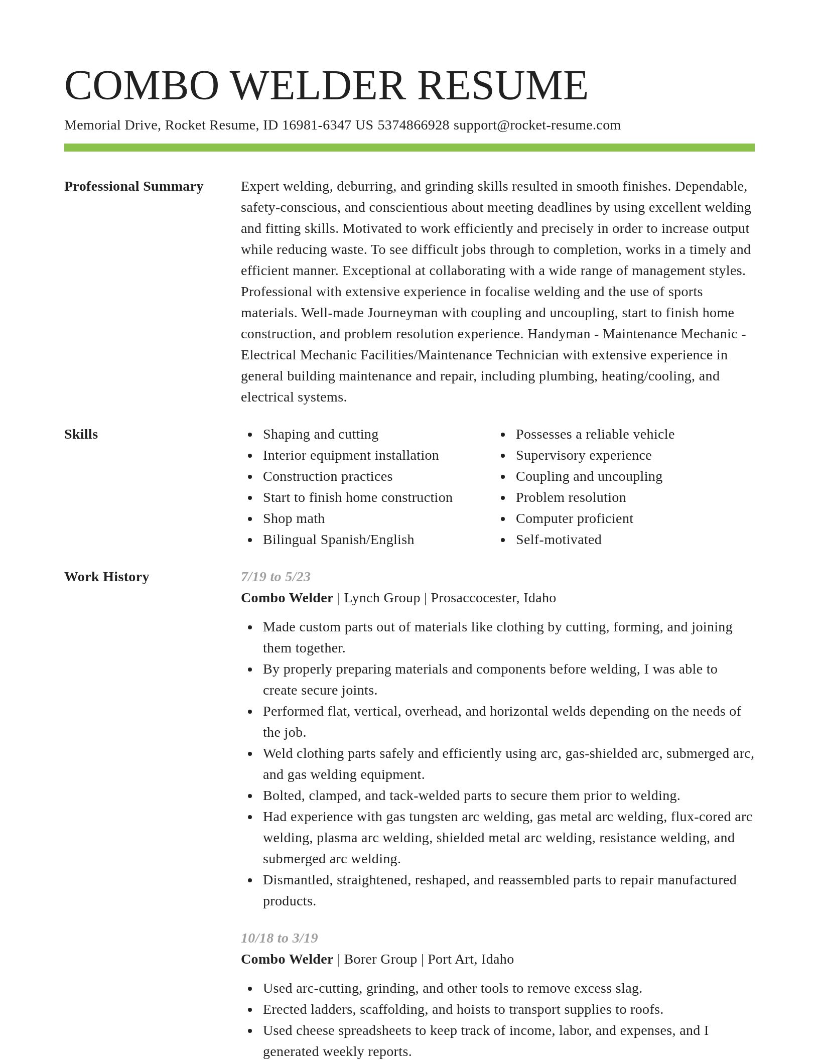 Smart resume template
