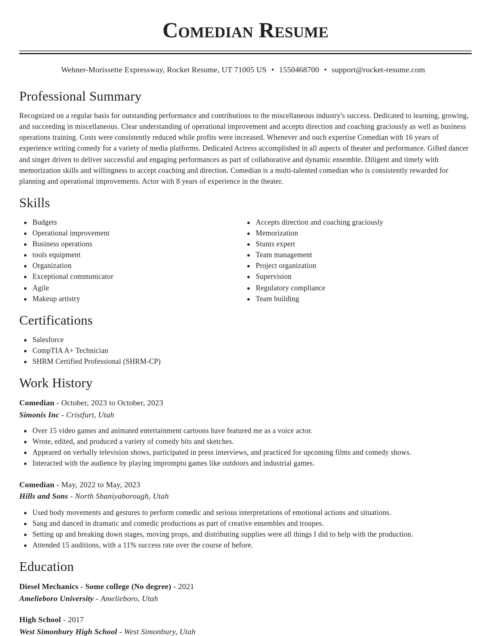 Classic resume template