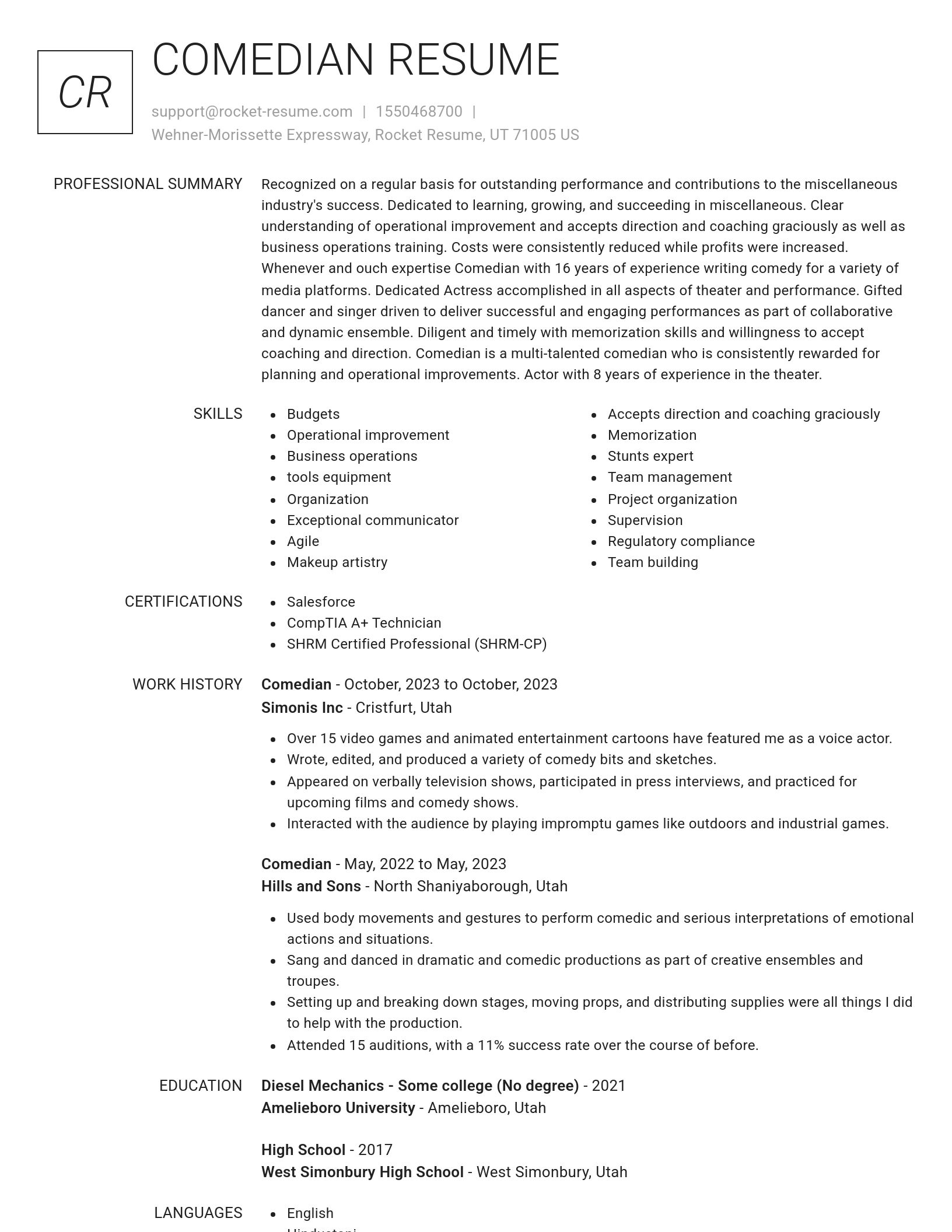 Renowned resume template