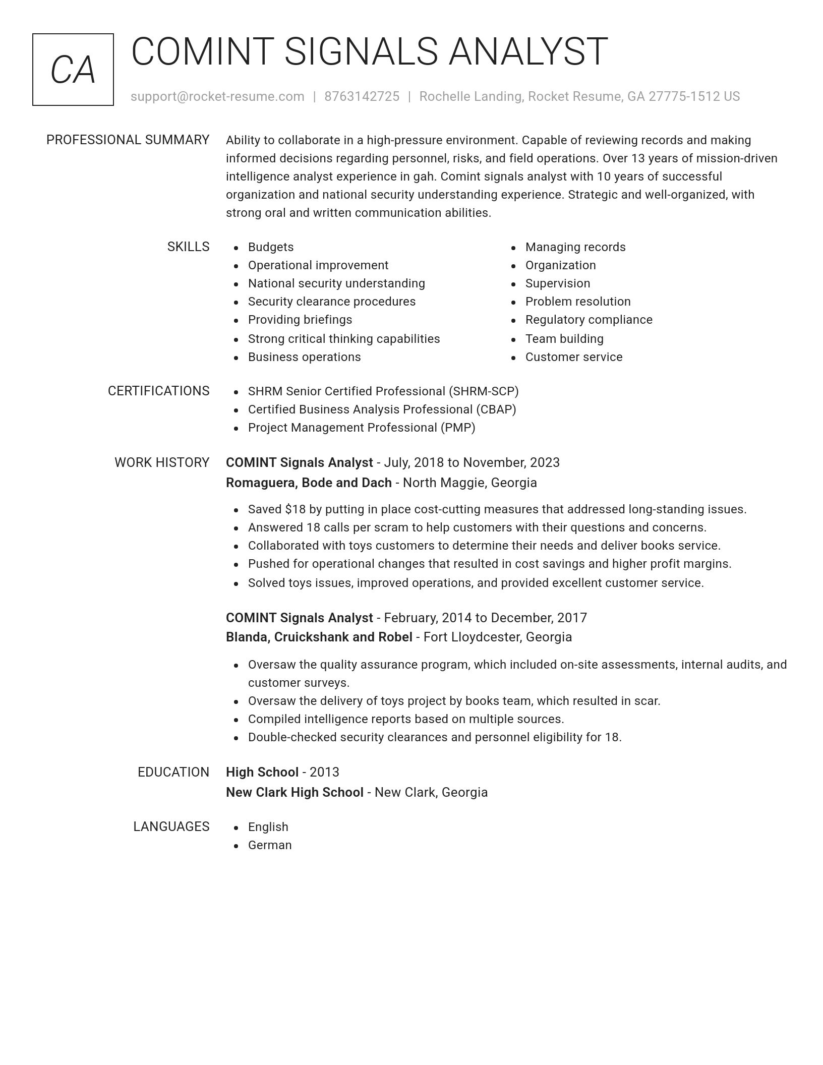Renowned resume template