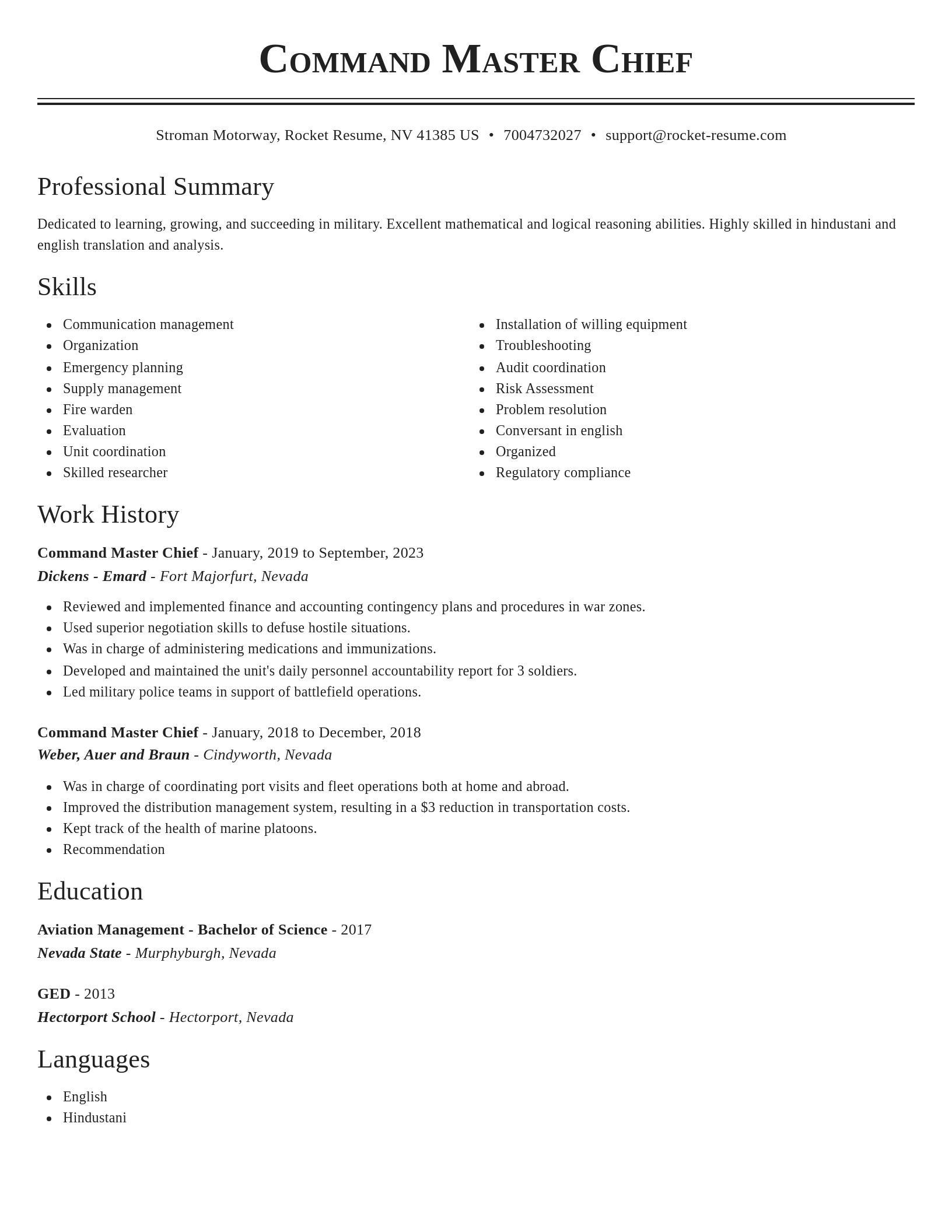 Classic resume template