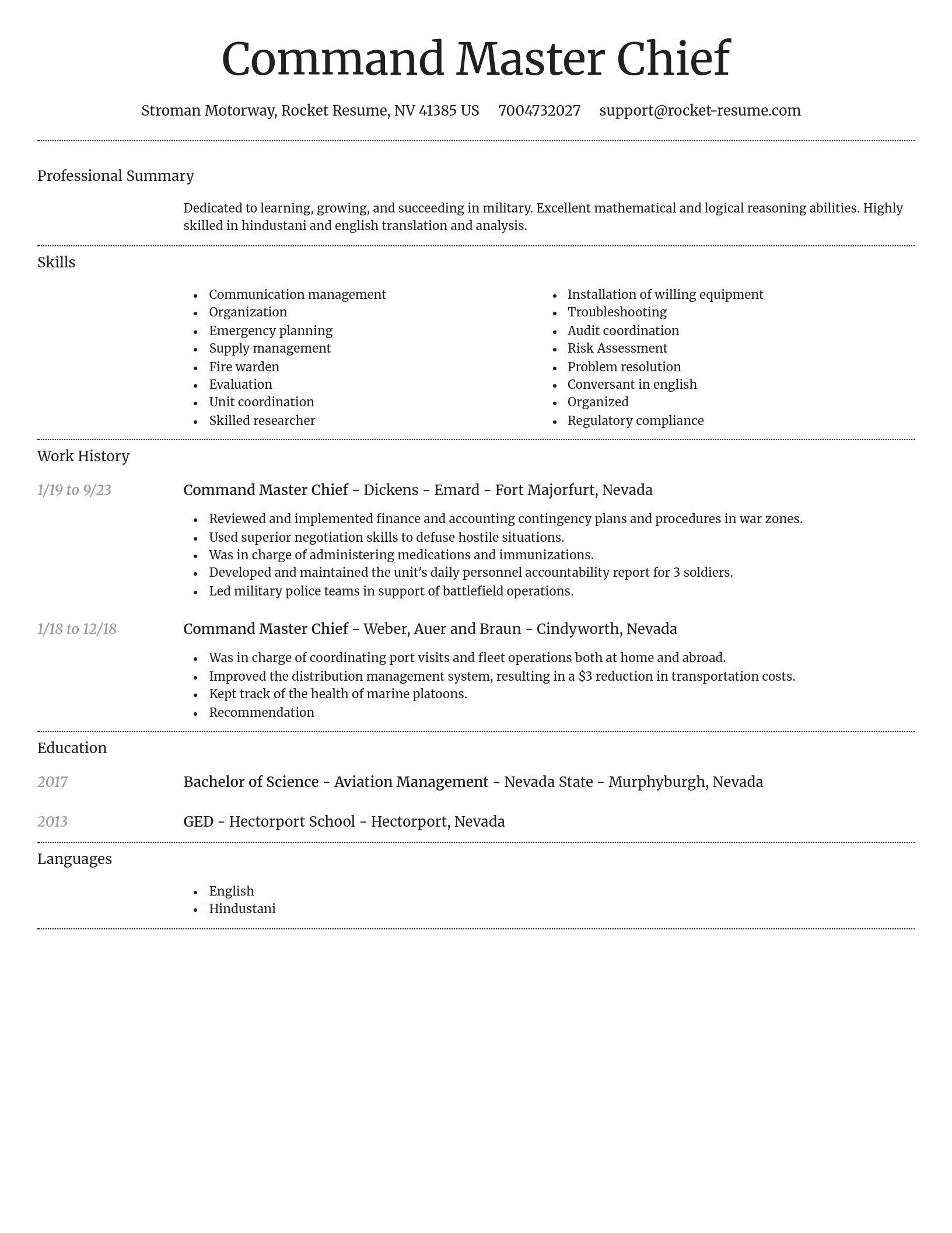 Dignified resume template