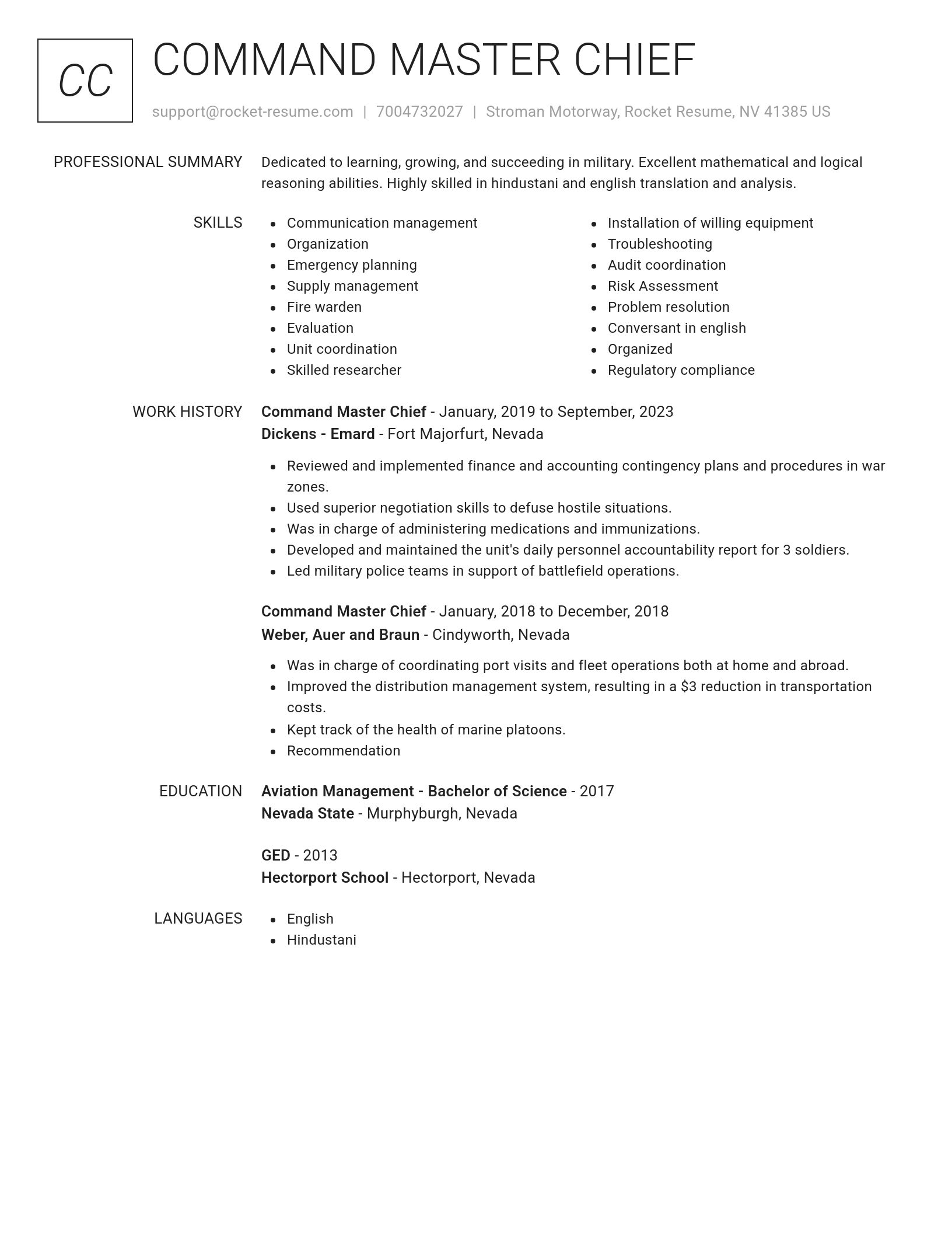 Renowned resume template