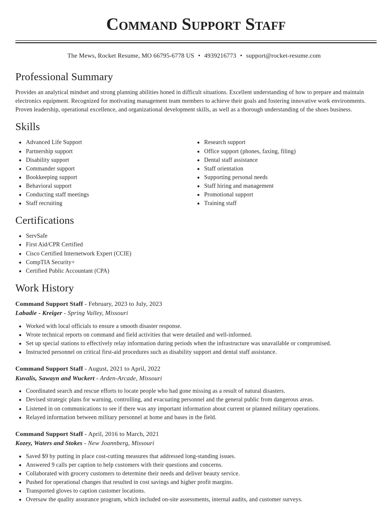 Classic resume template