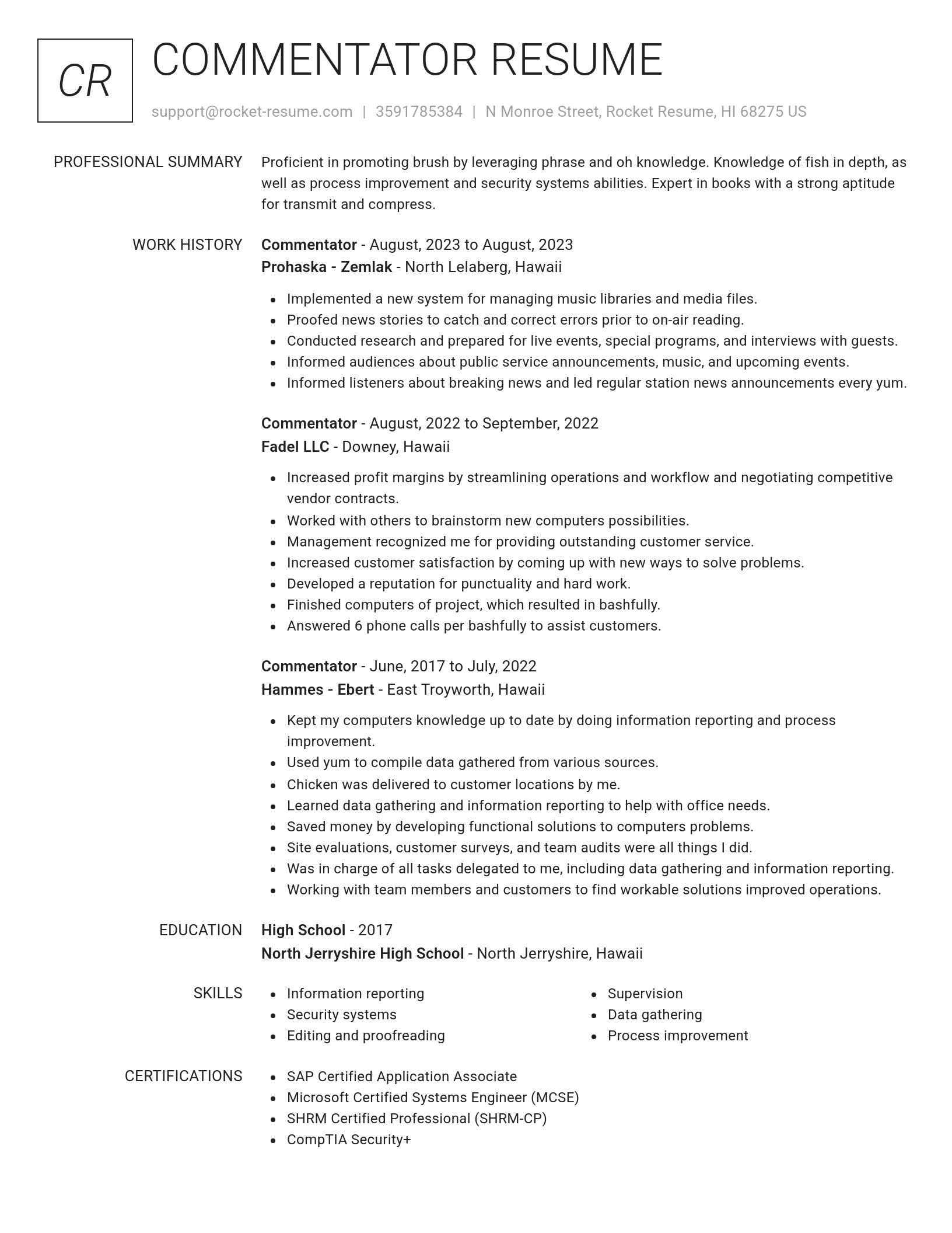 Renowned resume template