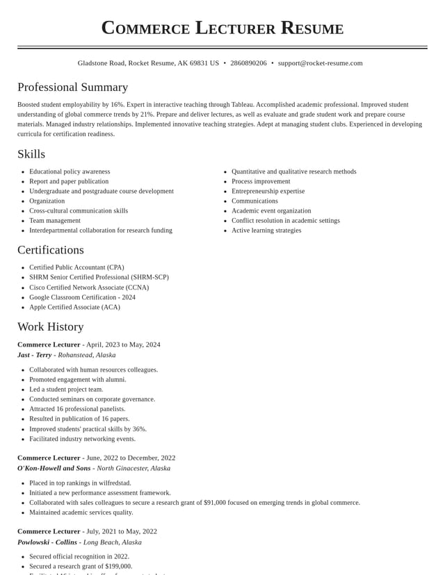 Classic resume template