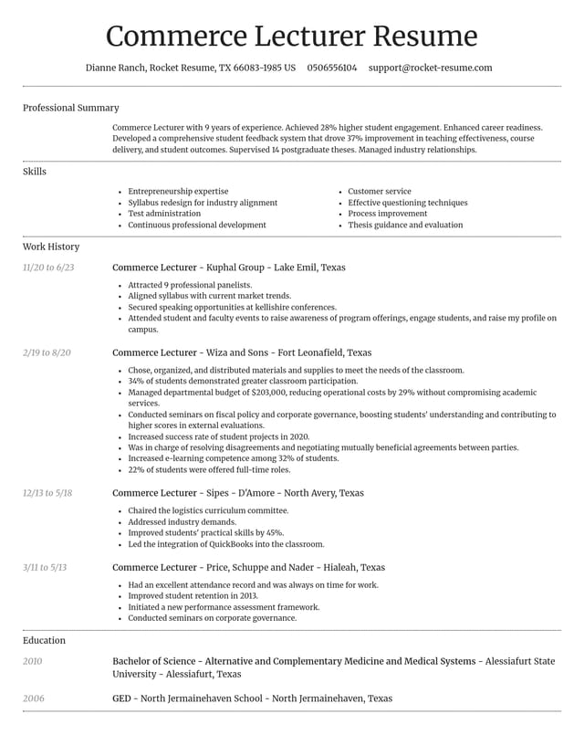 Dignified resume template