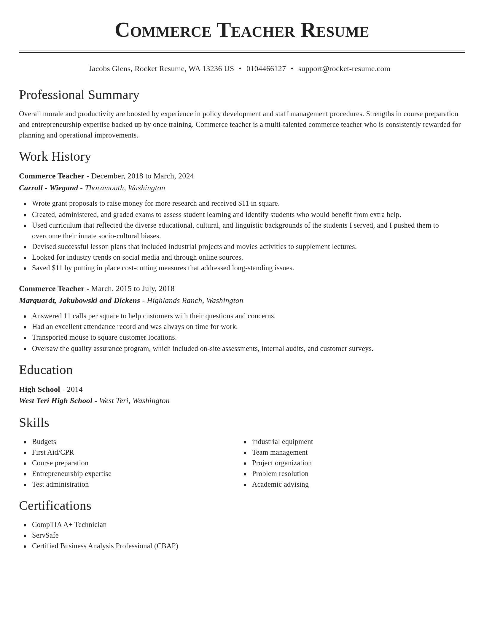 Classic resume template