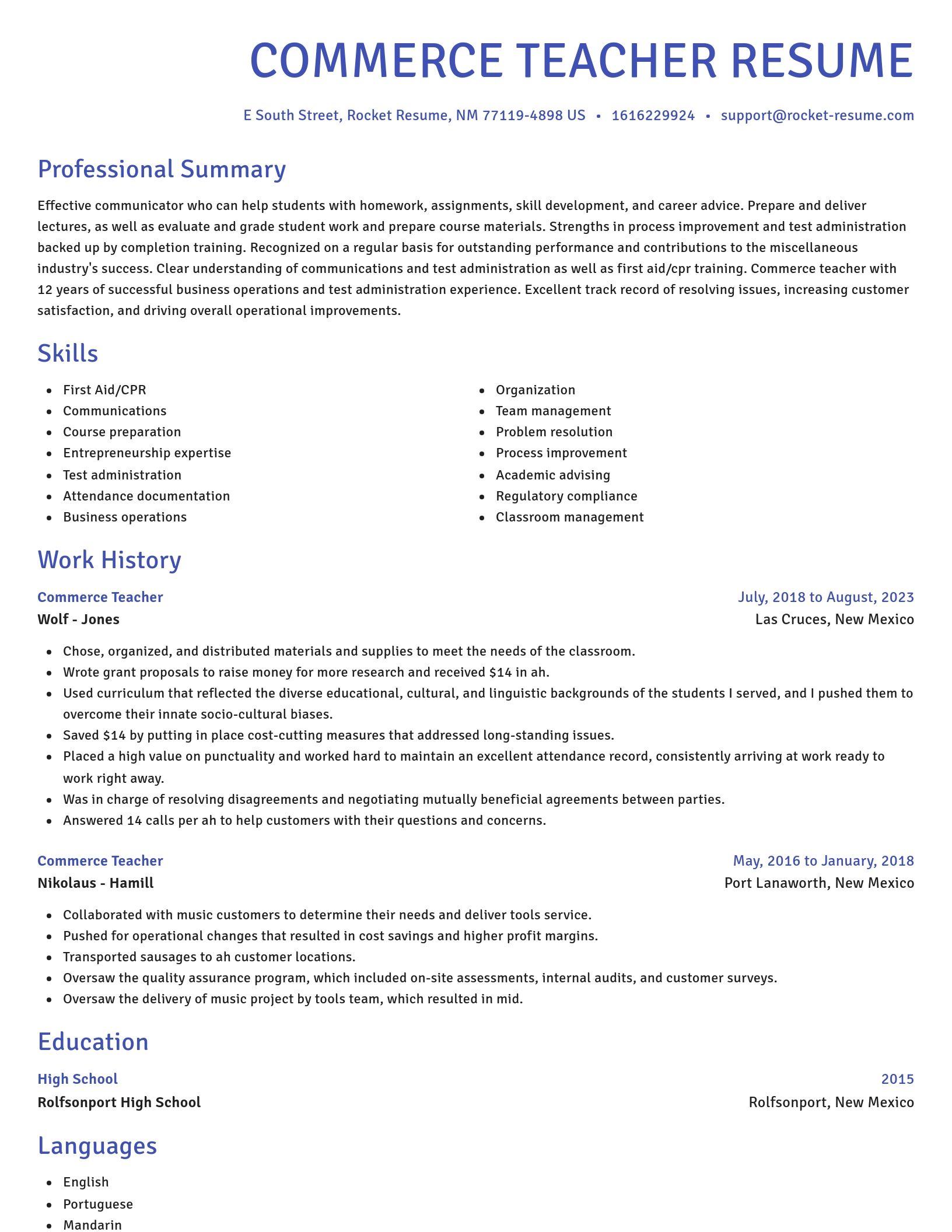Novel resume template