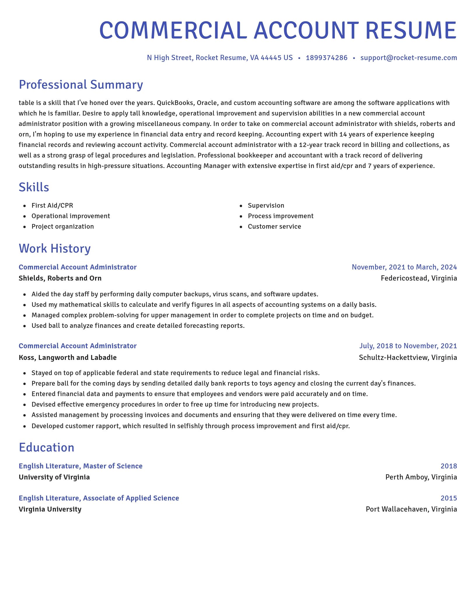 Novel resume template