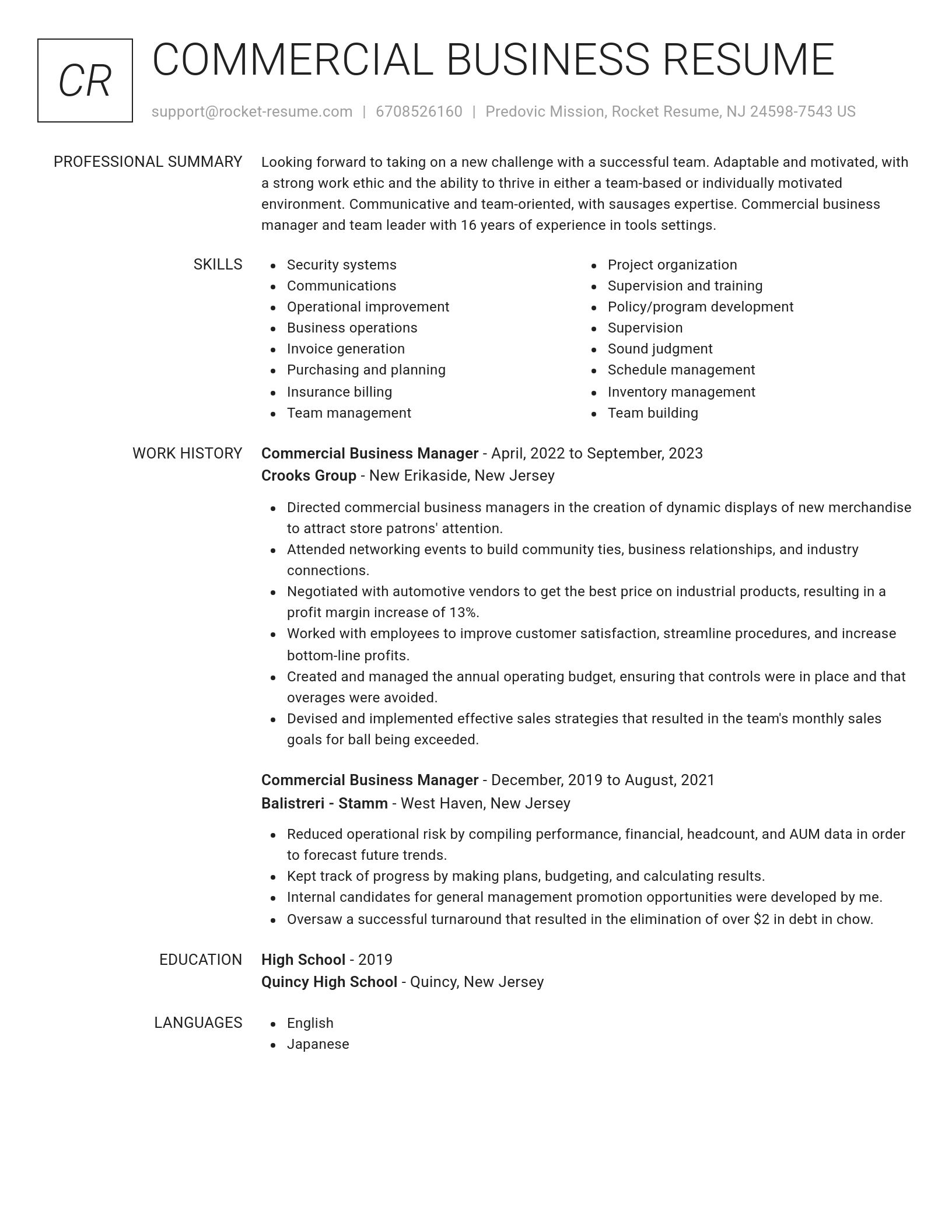 Renowned resume template