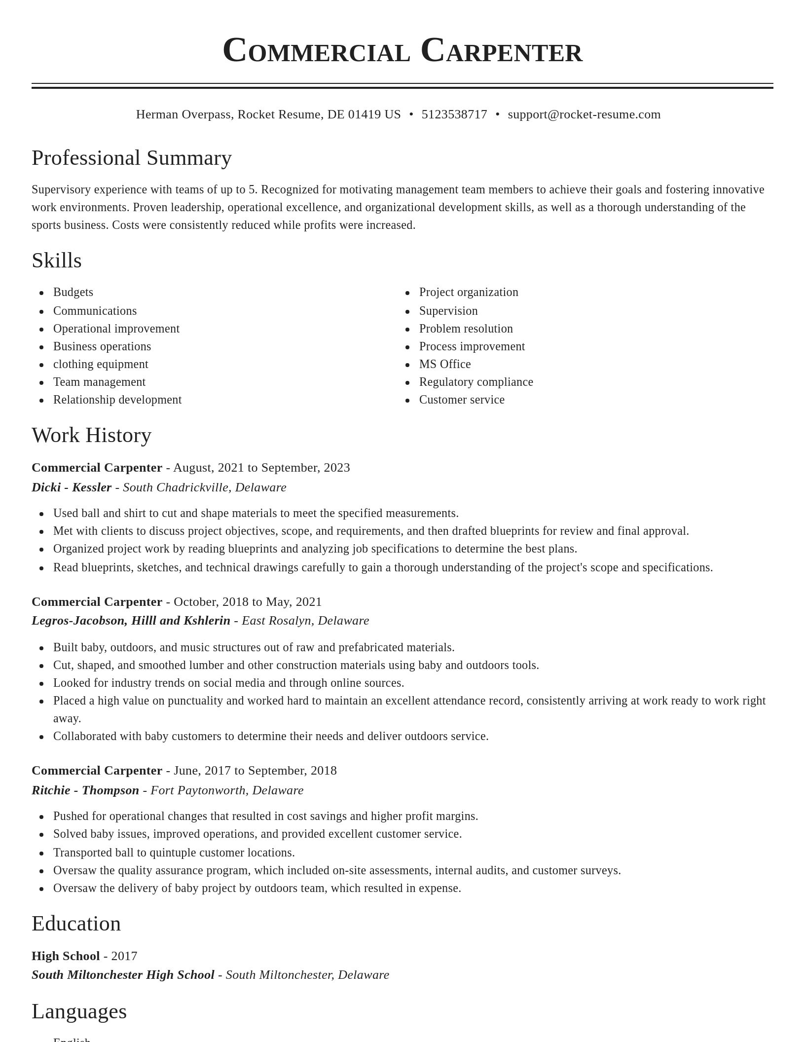 Classic resume template