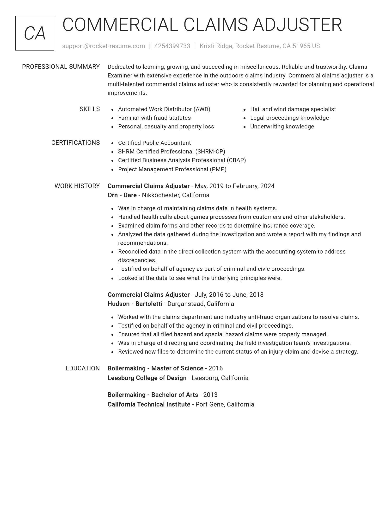 Renowned resume template