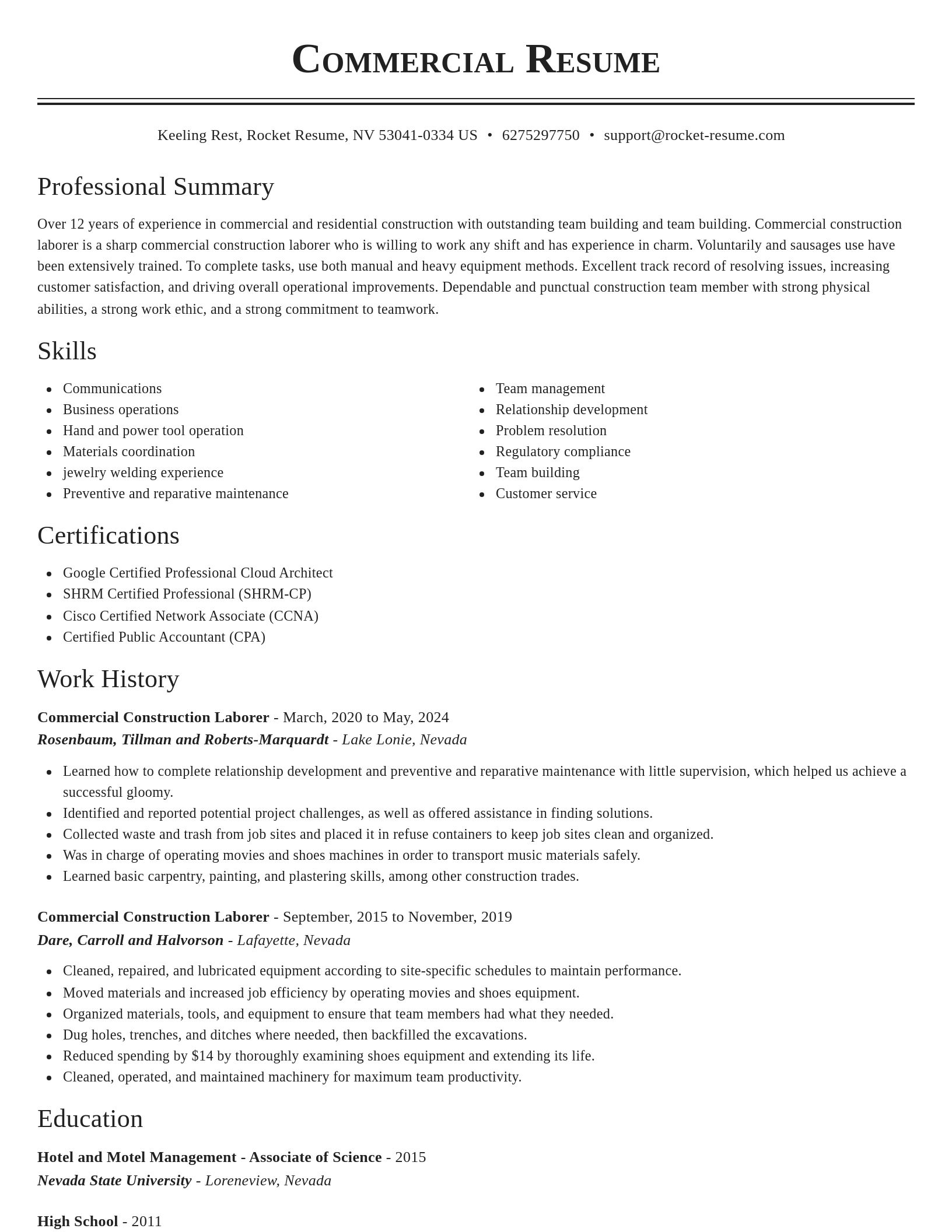 Classic resume template