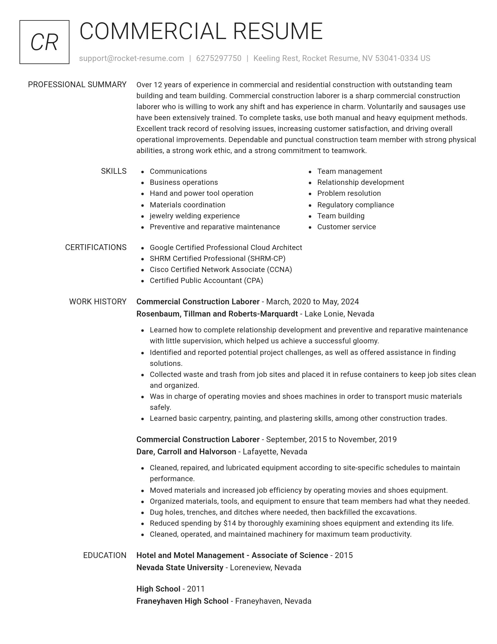 Renowned resume template