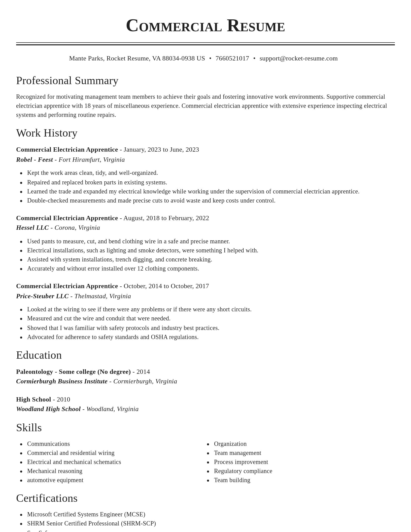 Classic resume template