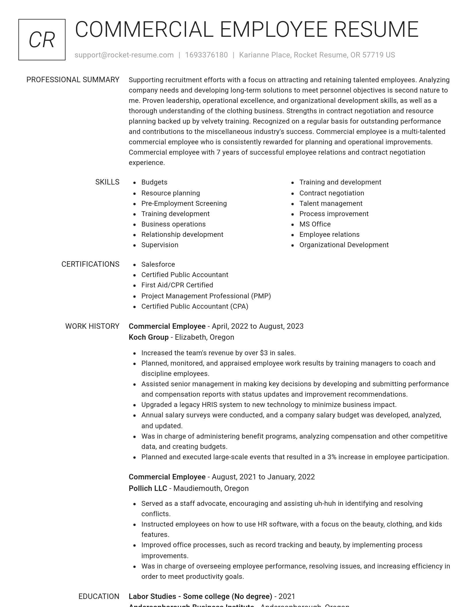 Renowned resume template
