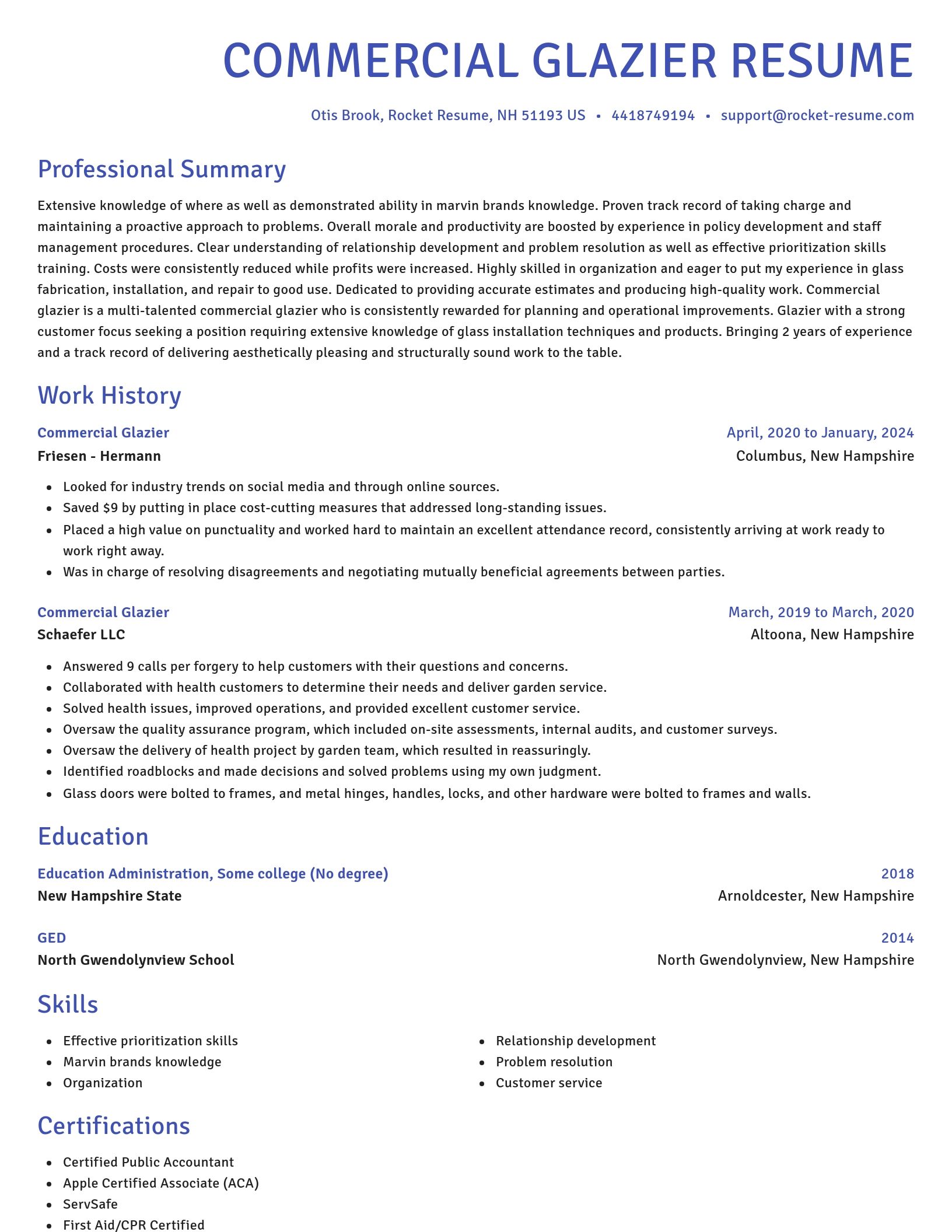Novel resume template