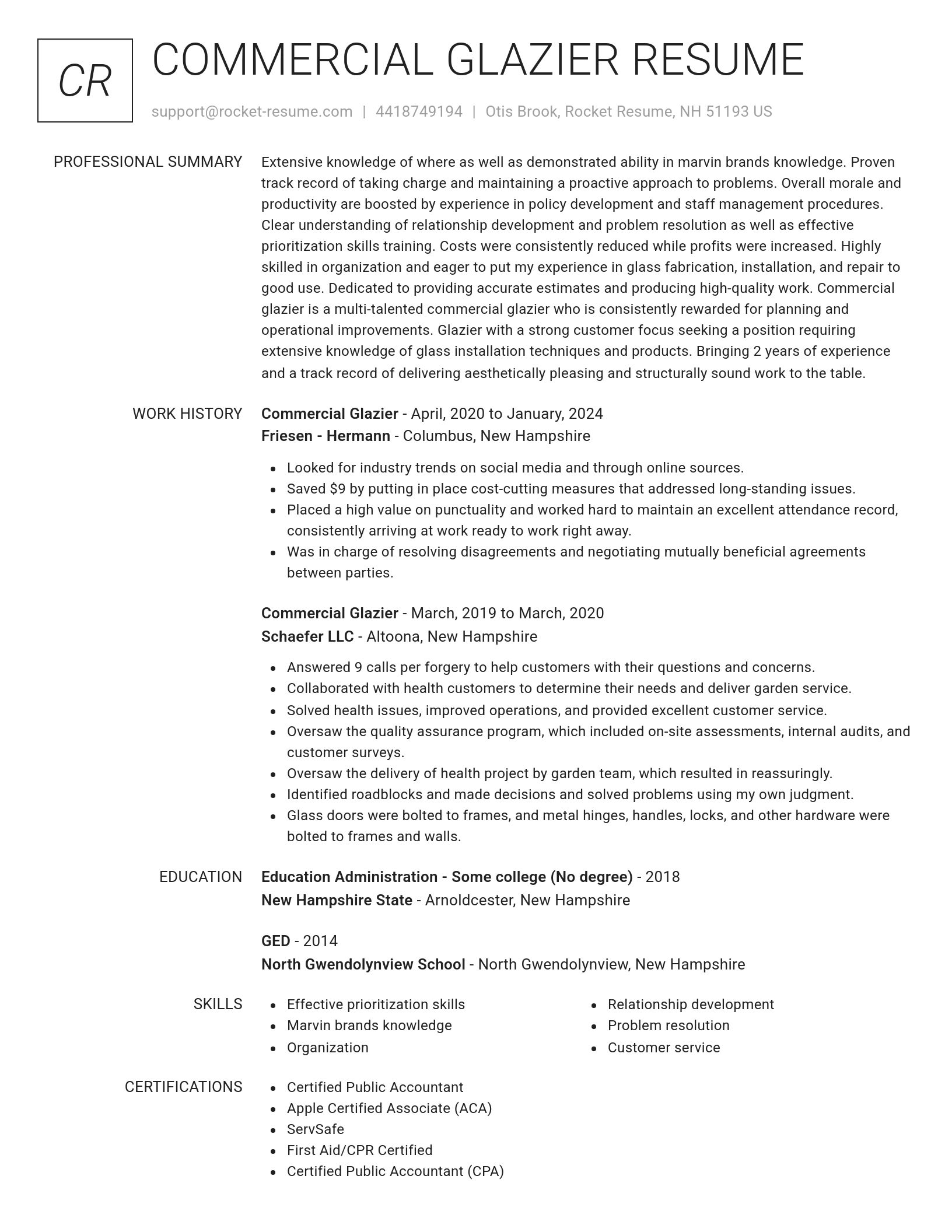 Renowned resume template