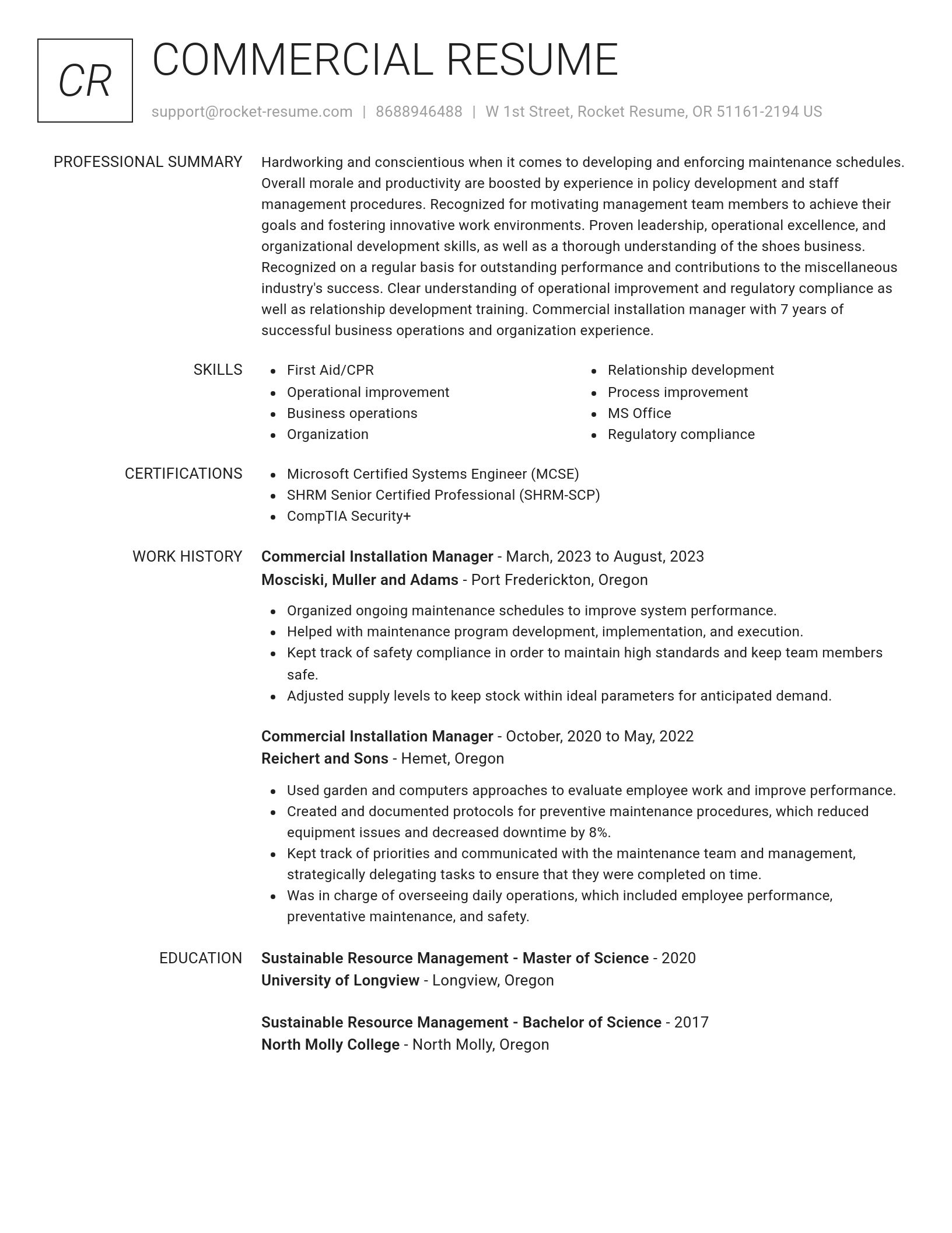 Renowned resume template