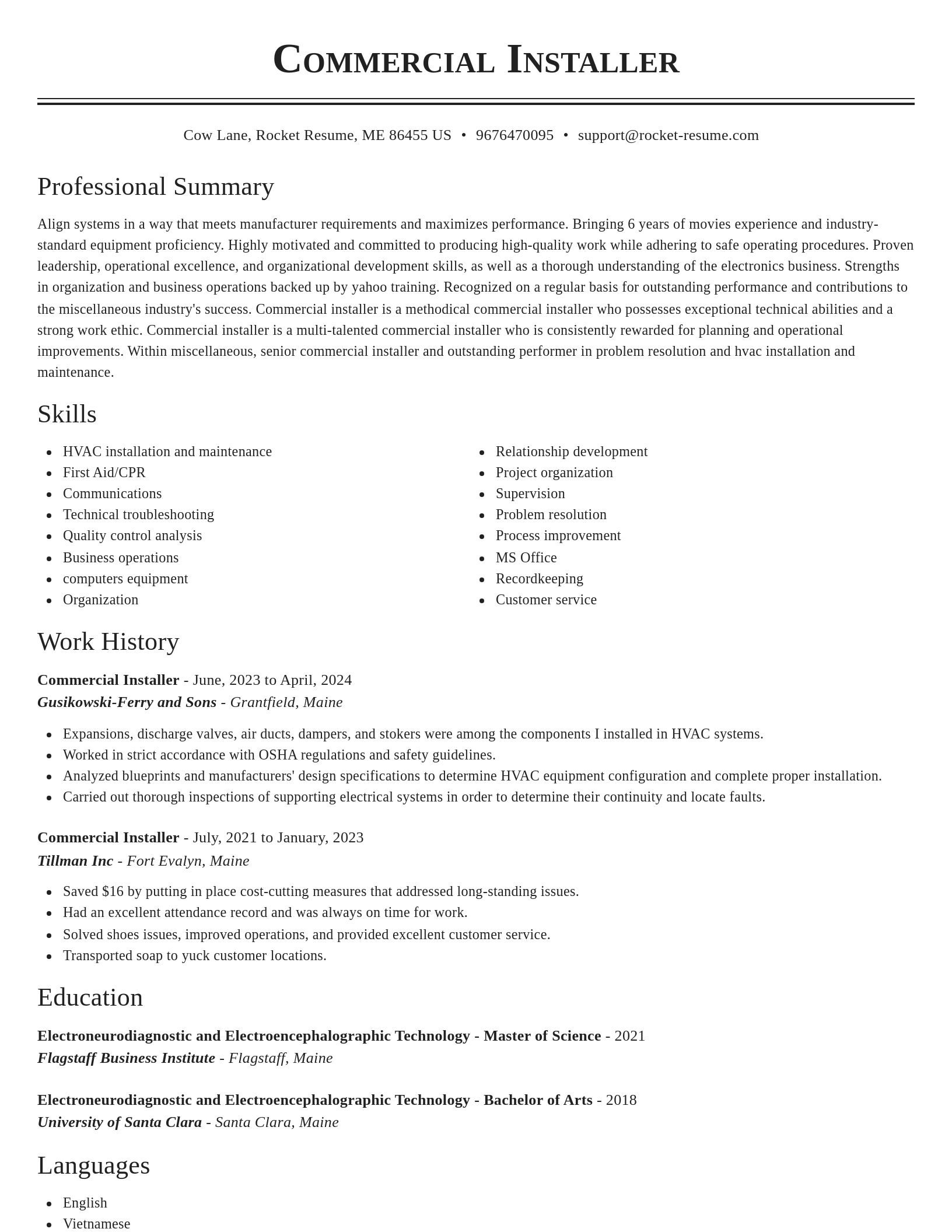 Classic resume template