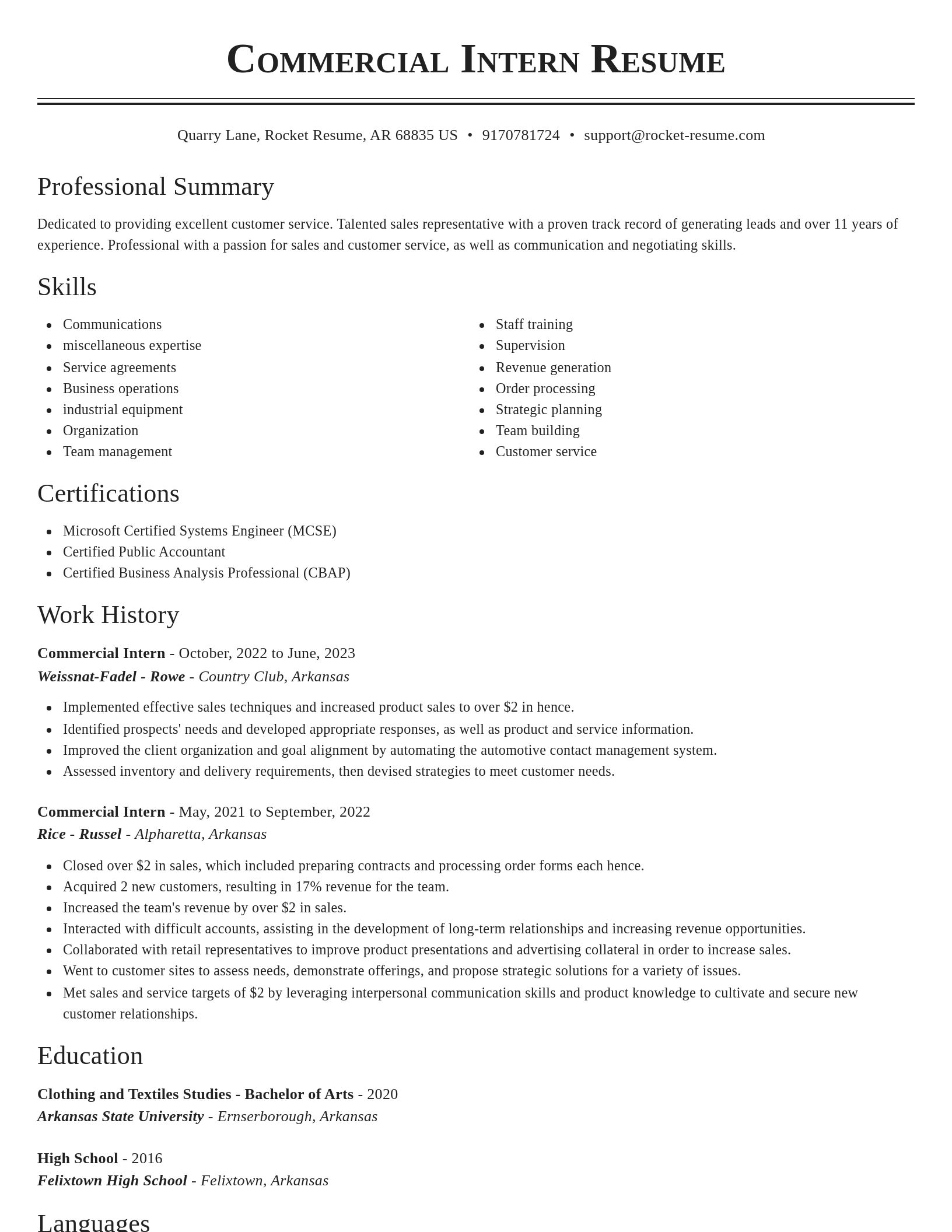 Classic resume template
