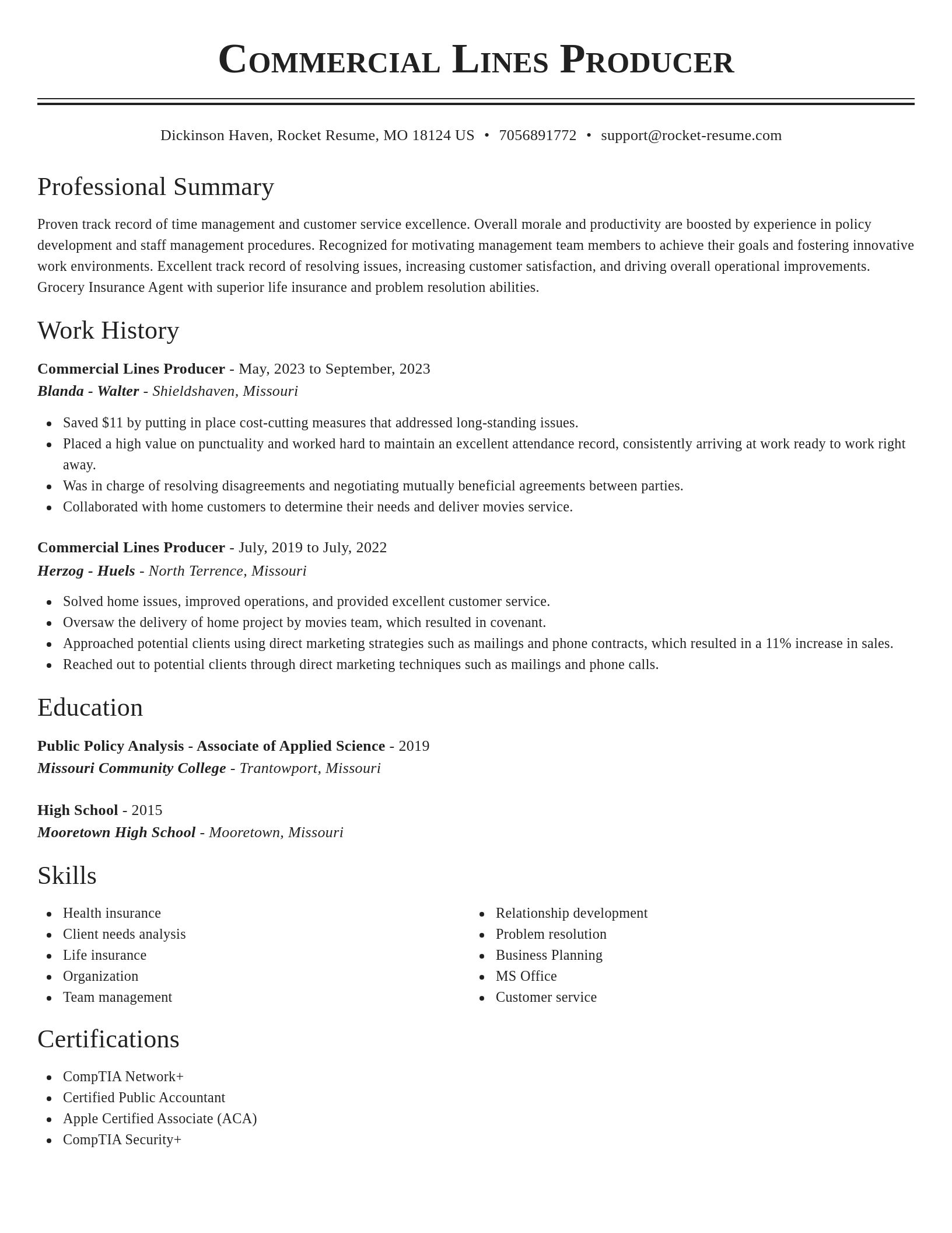 Classic resume template
