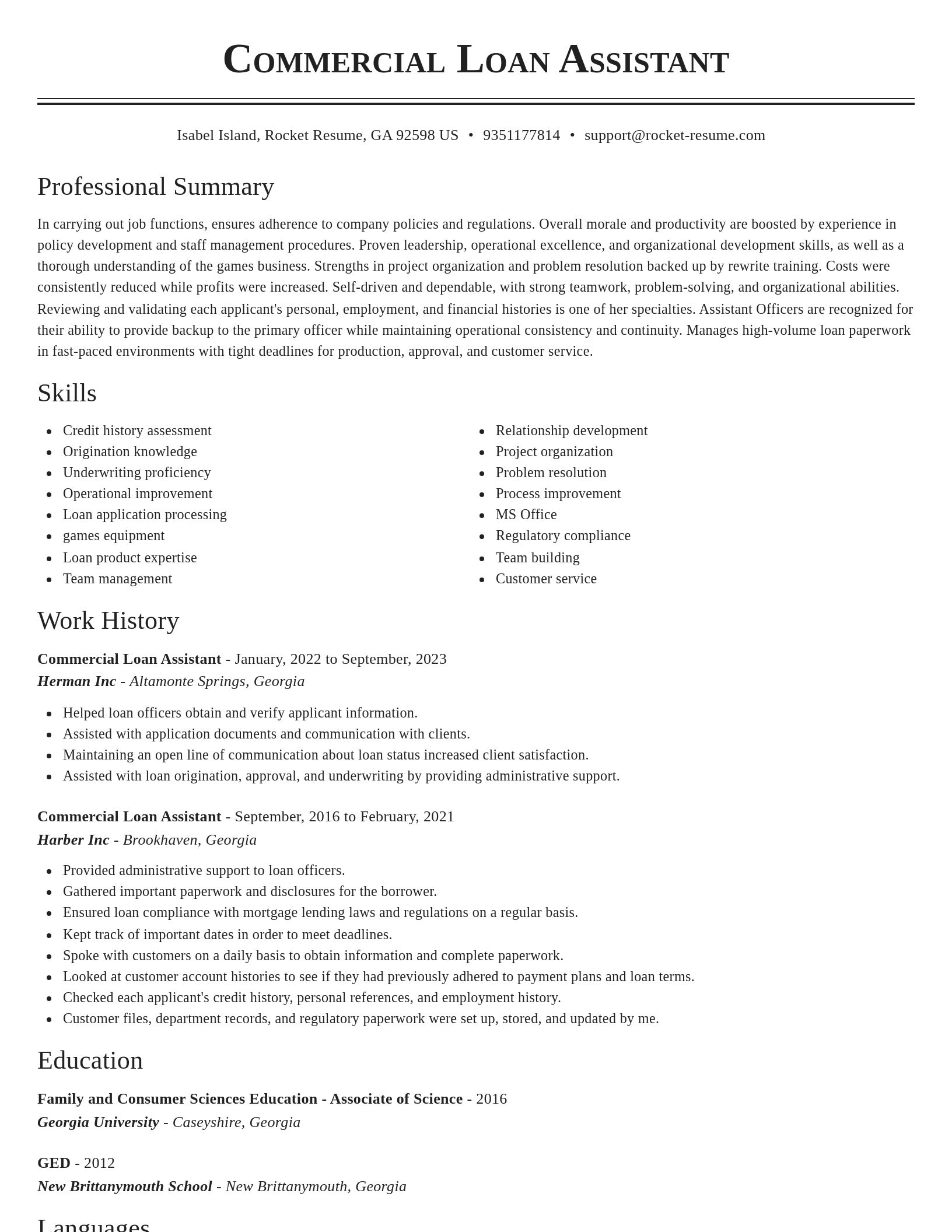 Classic resume template