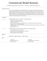 Commercial Model resume template