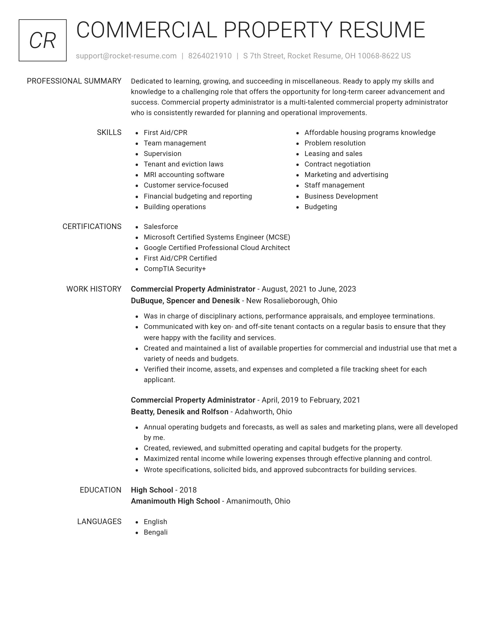 Renowned resume template