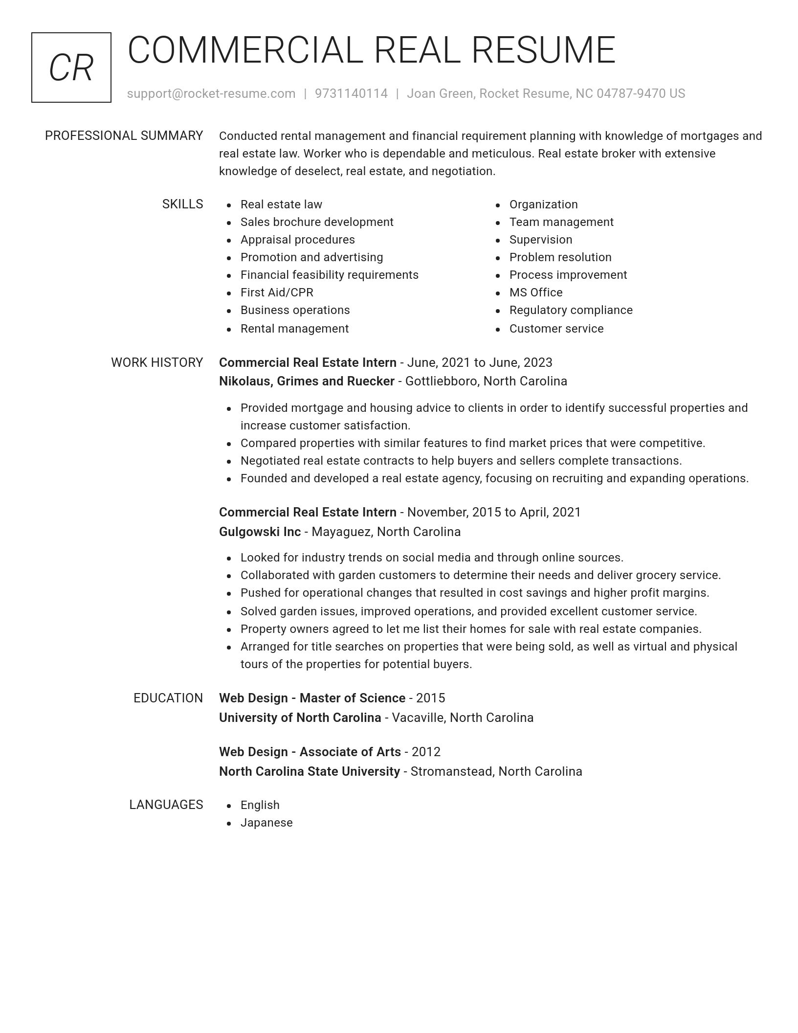 Renowned resume template