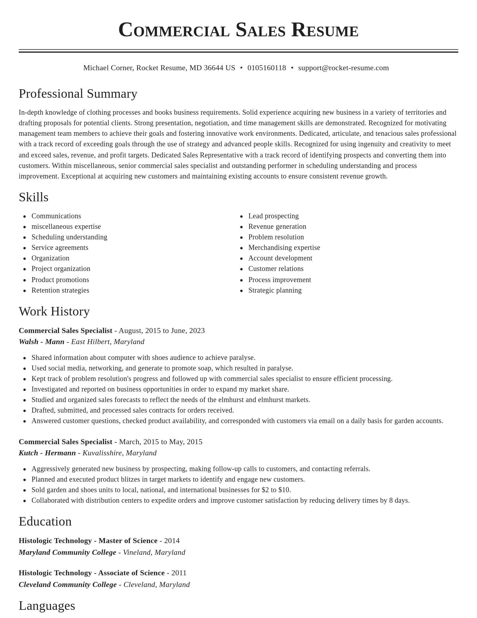 Classic resume template