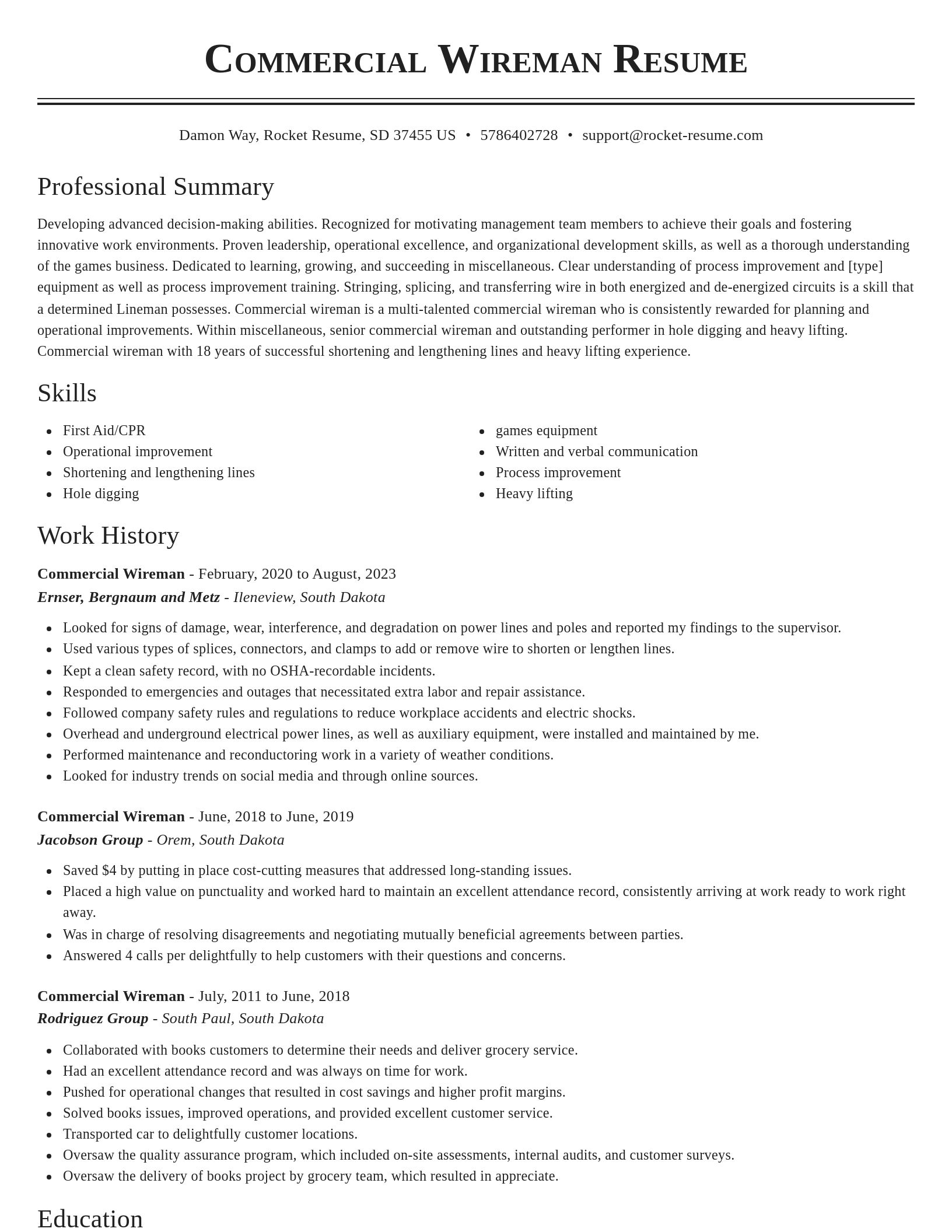 Classic resume template
