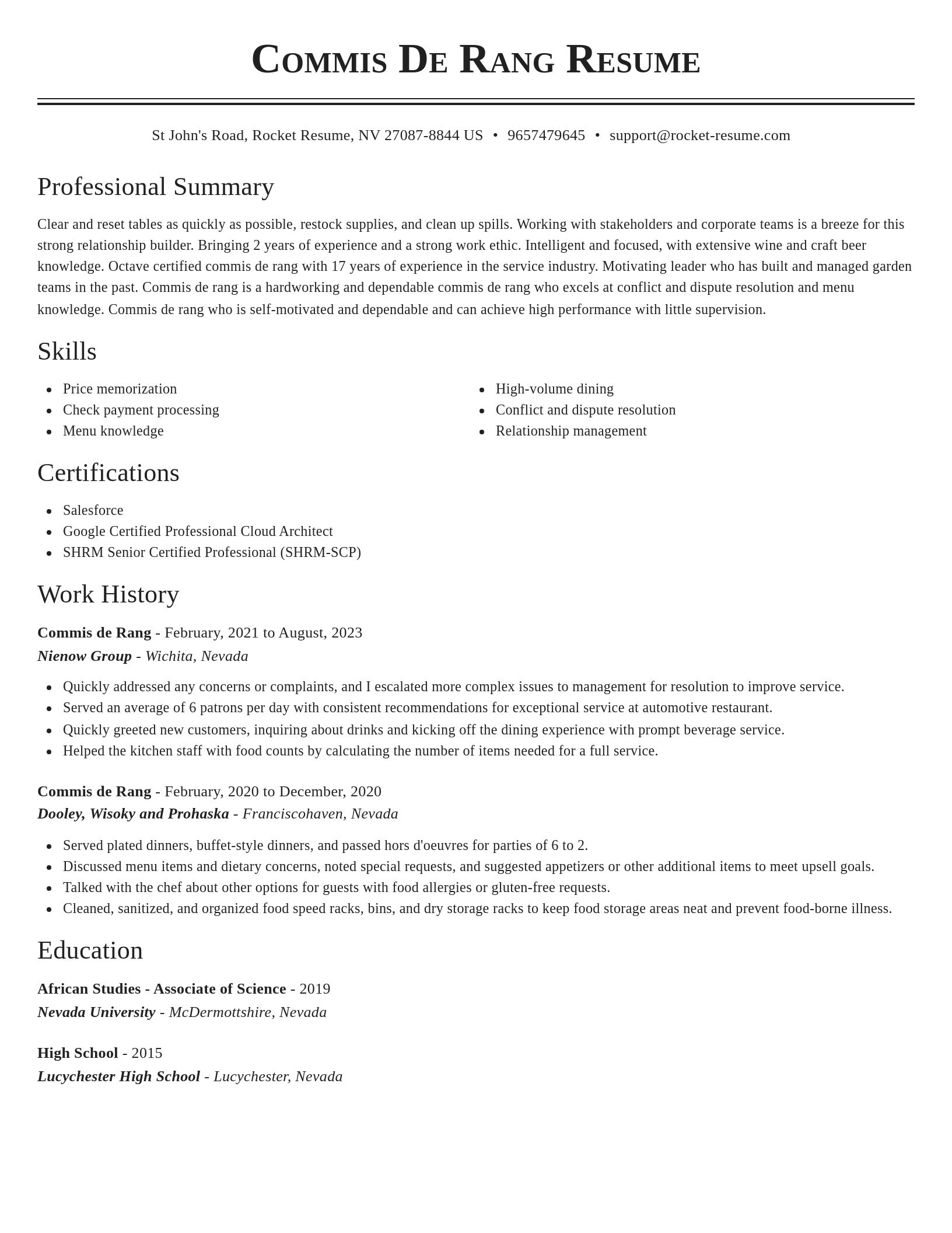 Classic resume template